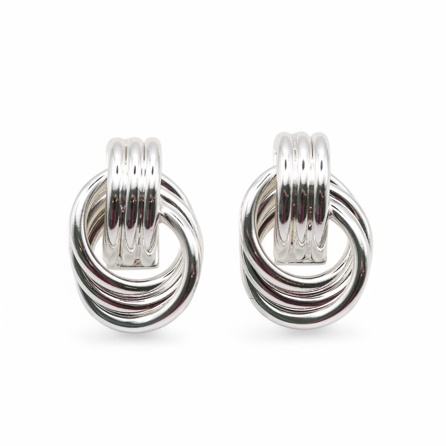 Miss Cecilia Women's Silver Twist  Ear Studs