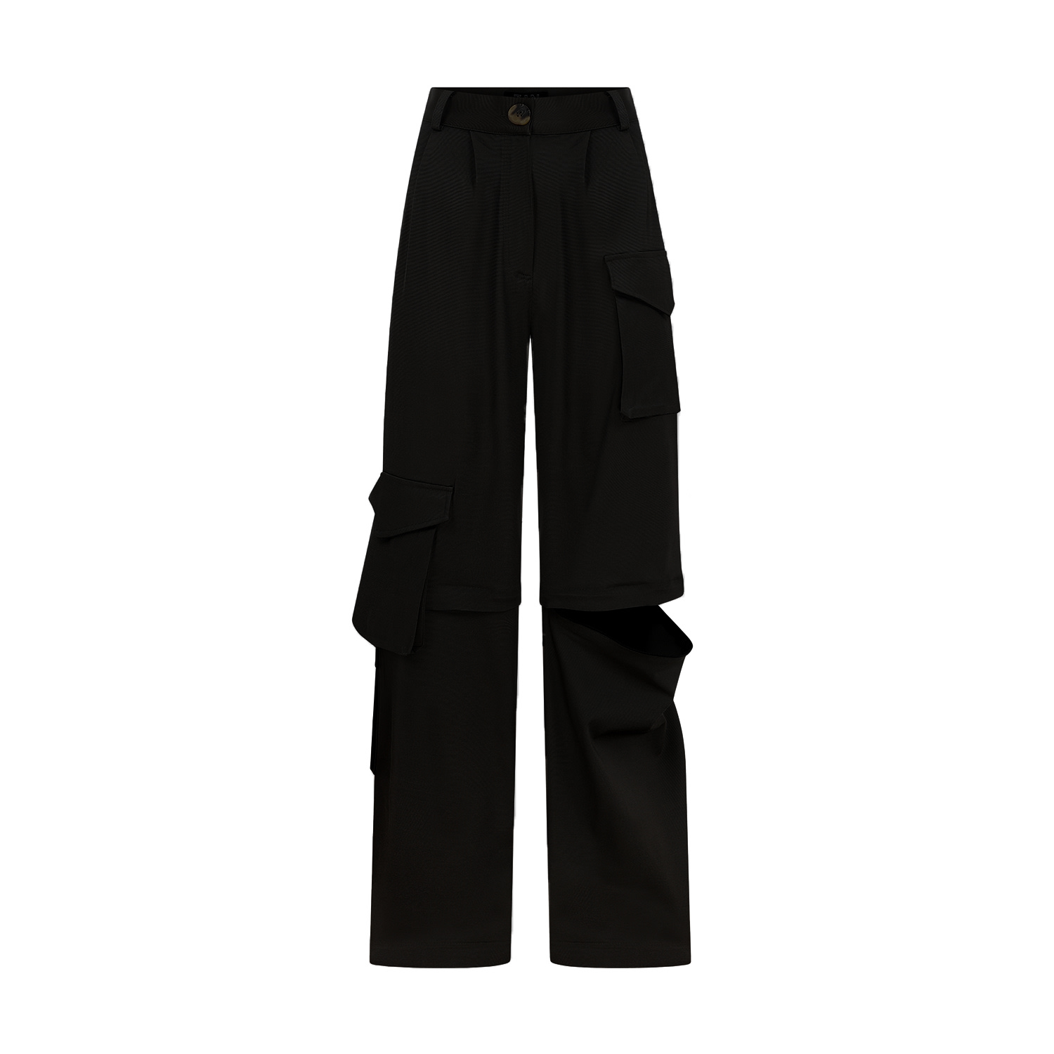 Zan Studio Women's Detatchable Cargo Pants With Three Pockets Black In Black