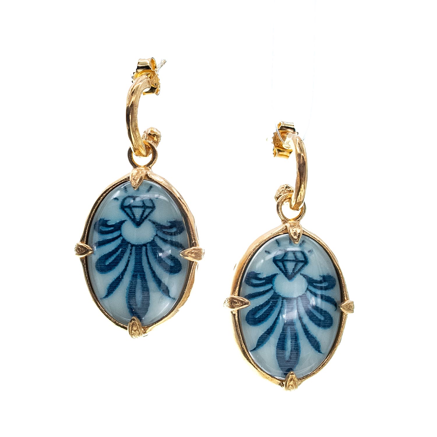 Gem Kingdom Women's Blue / Gold Gold Plated Blue Earrings In Gold