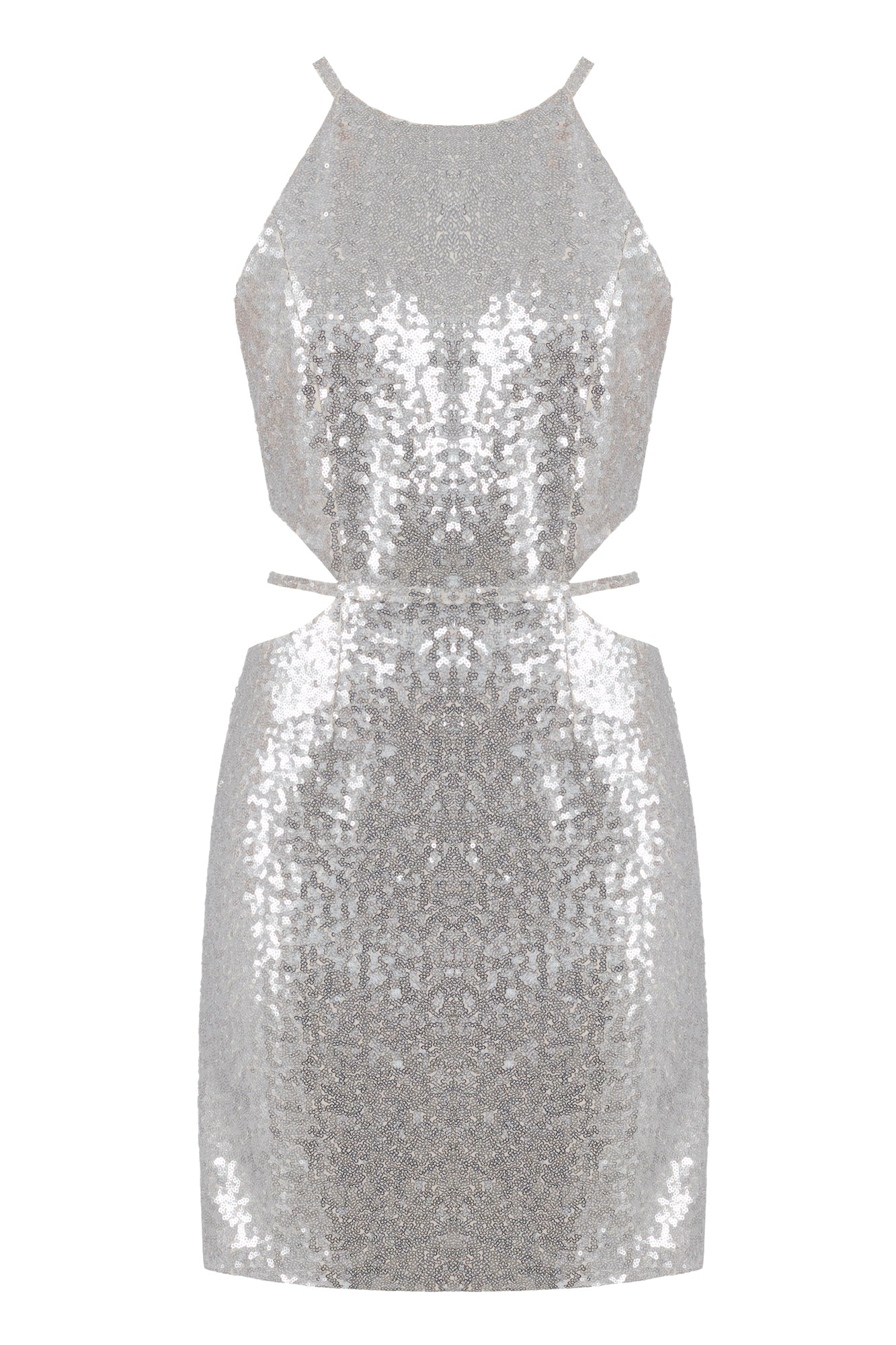 Women’s Felice Silver Sequin Mini Dress With Cut Outs Small Undress