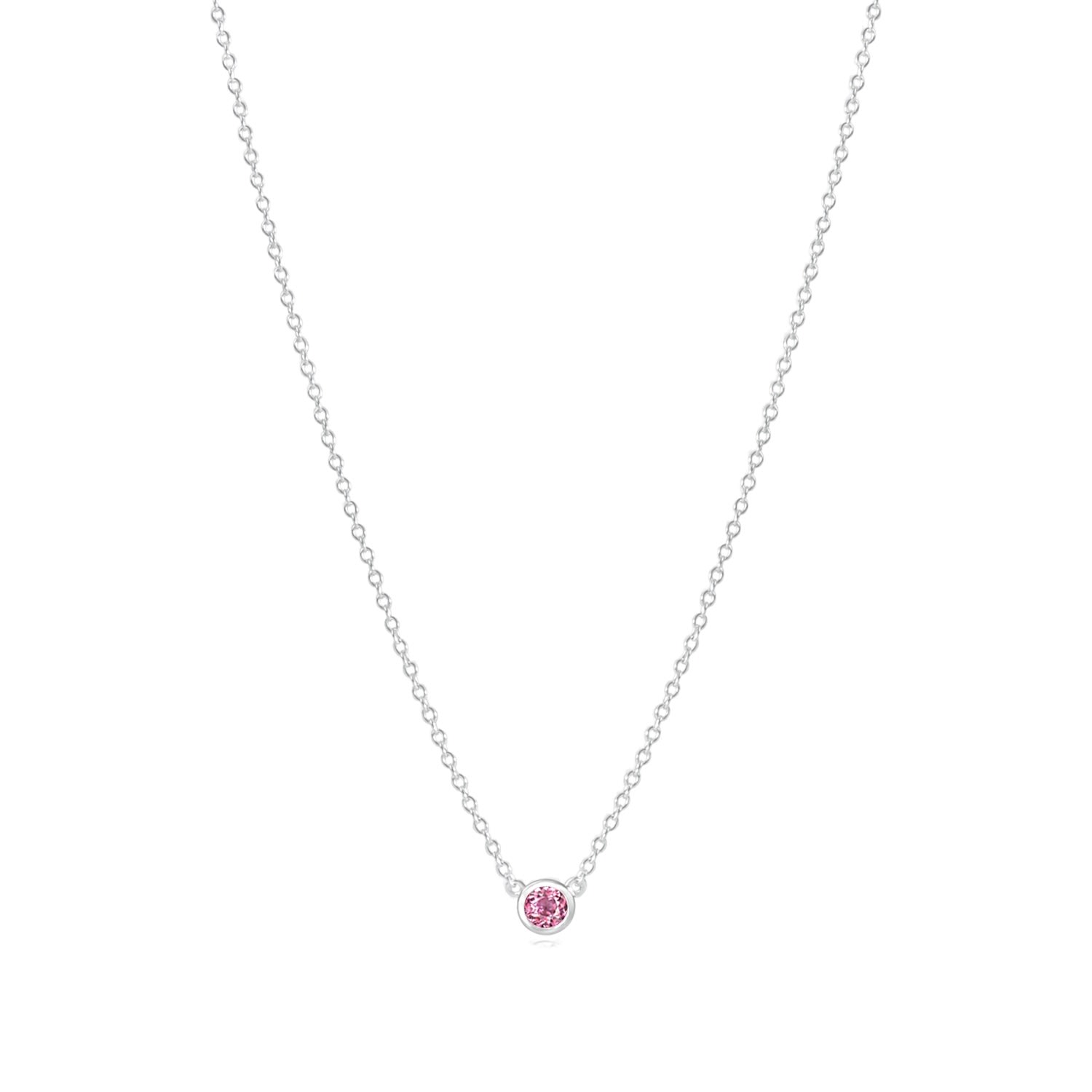 Women’s Pink Tourmaline October Birthstone Necklace Recycled Sterling Silver La Côte Club