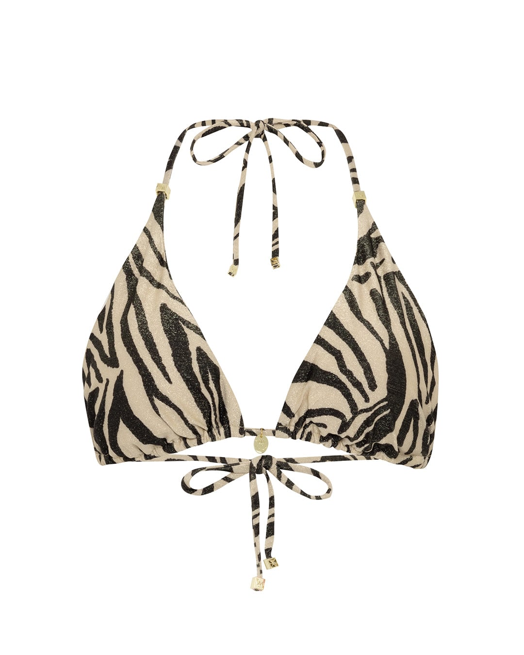 Leyla Maya Women's Gold / Black / Neutrals Millie Bikini Top  - Savannah Shimmer In Multi