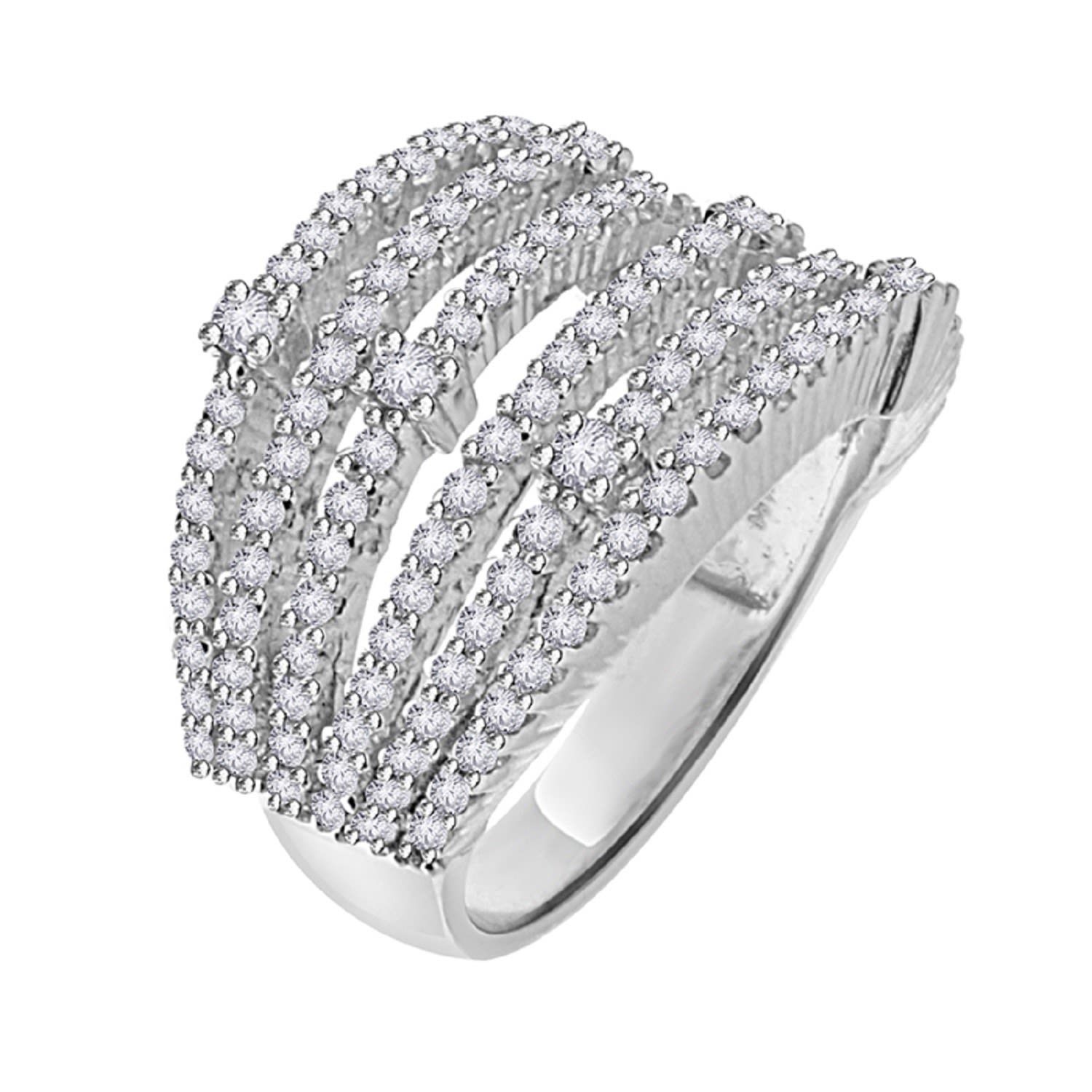 Women’s Pave Diamond 18K Solid White Gold Wedding Engagement Ring Fine Jewelry Artisan