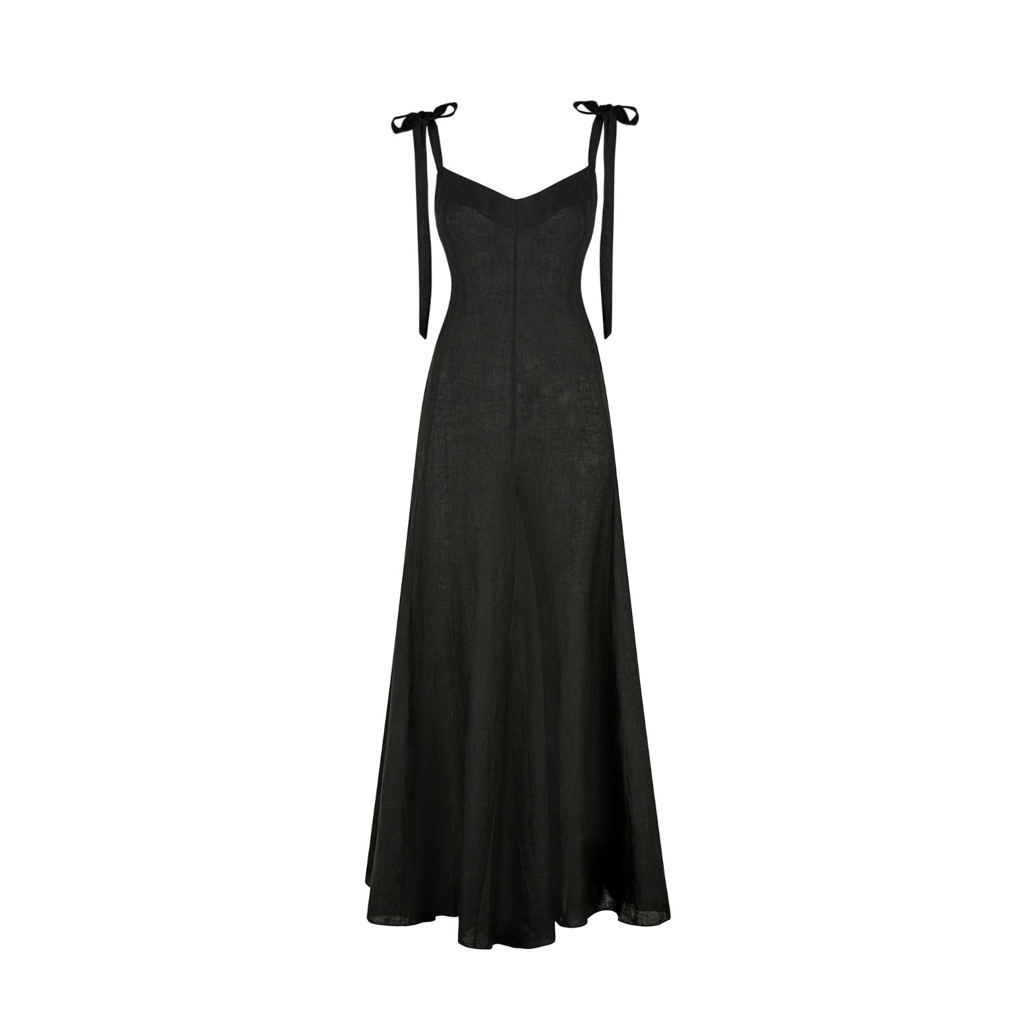 Lily Phellera Women's Kaya Maxi Linen Dress In Midnight Black In Black