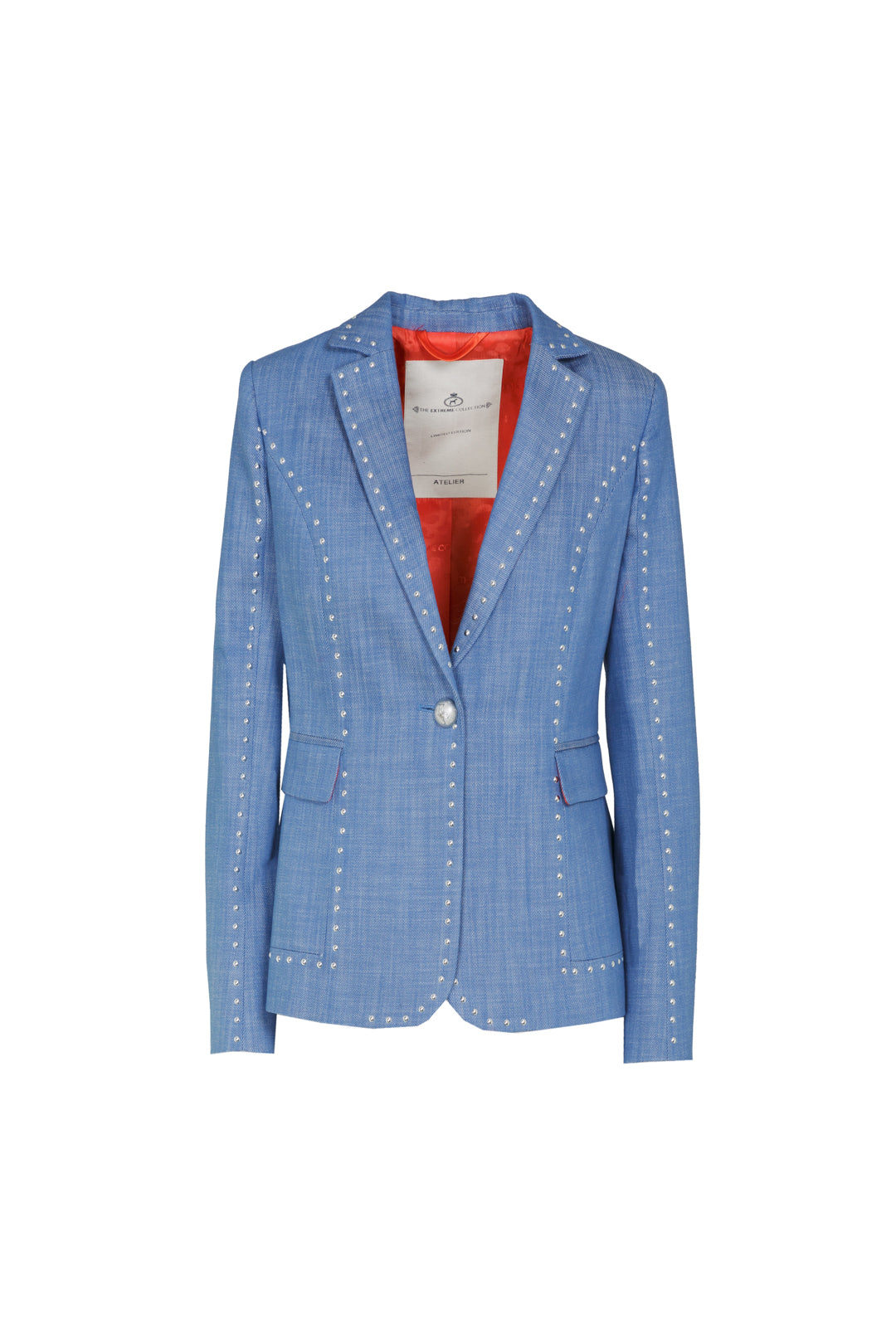 The Extreme Collection Women's Blue Dominique Denim Studded Blazer In Blue