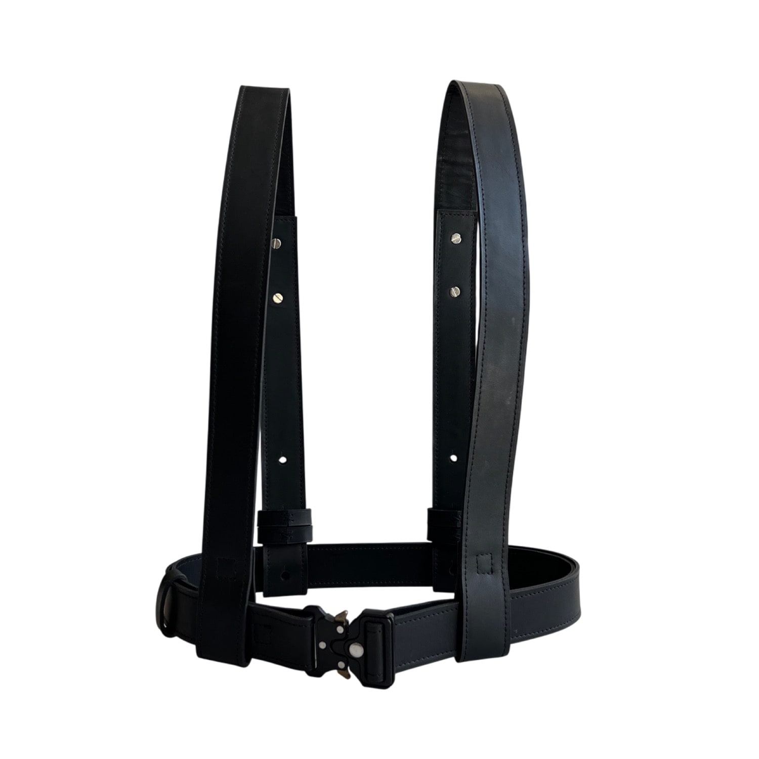 Vp Concept Women's Black Matte Leather Suspender Harness Statement Piece