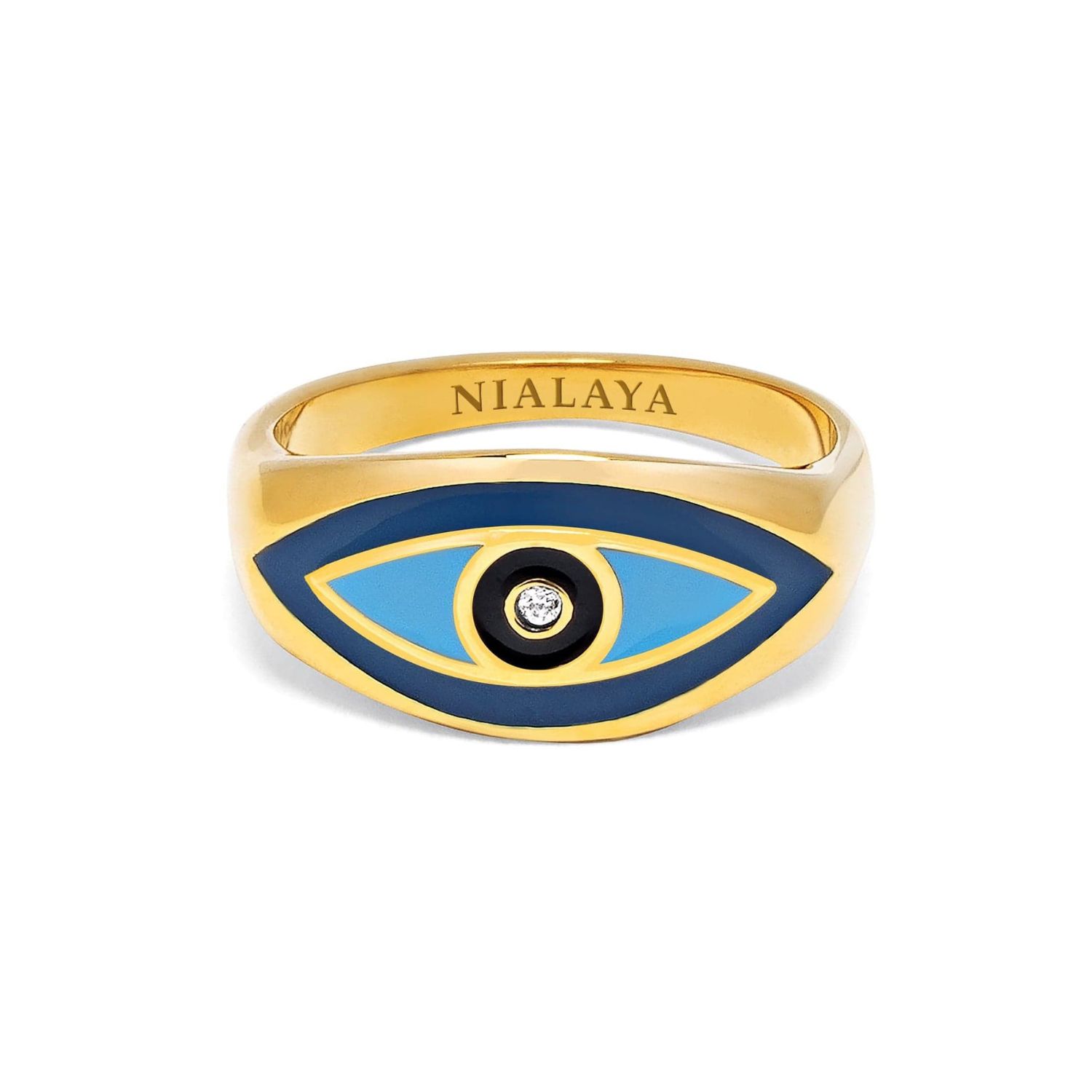 Nialaya Men's Gold Evil Eye Ring
