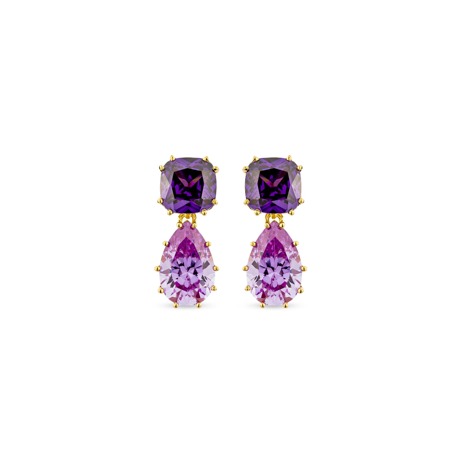 Sally Skoufis Women's Gold / Yellow Splice Drop Earrings With Man Made Amethyst In 18k Gold Vermeil In Gold