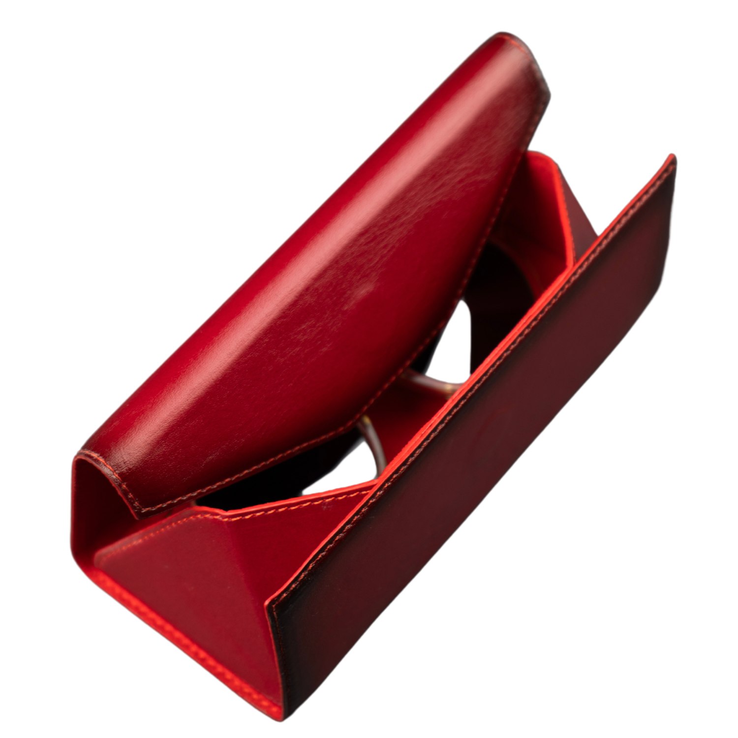 Leathere Women's Luxury Leather Sunglasses Case - Red - Louisville