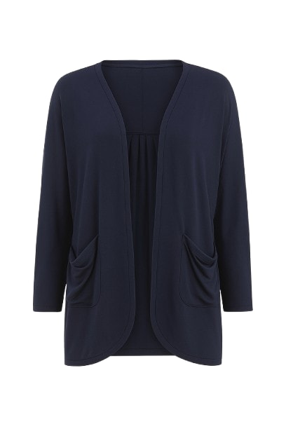 Conquista Women's Blue Long Sleeve Cardigan With Pockets In Blue