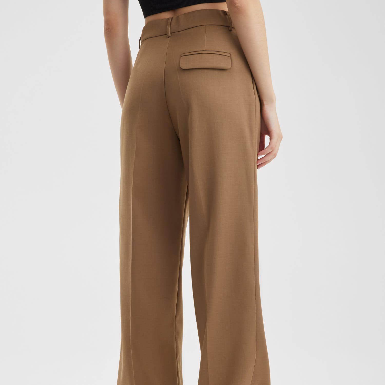 Petite Beige Wool Blend Matilda Trousers - Vintage Style & High-Waisted  Minimalist Elegance, KK