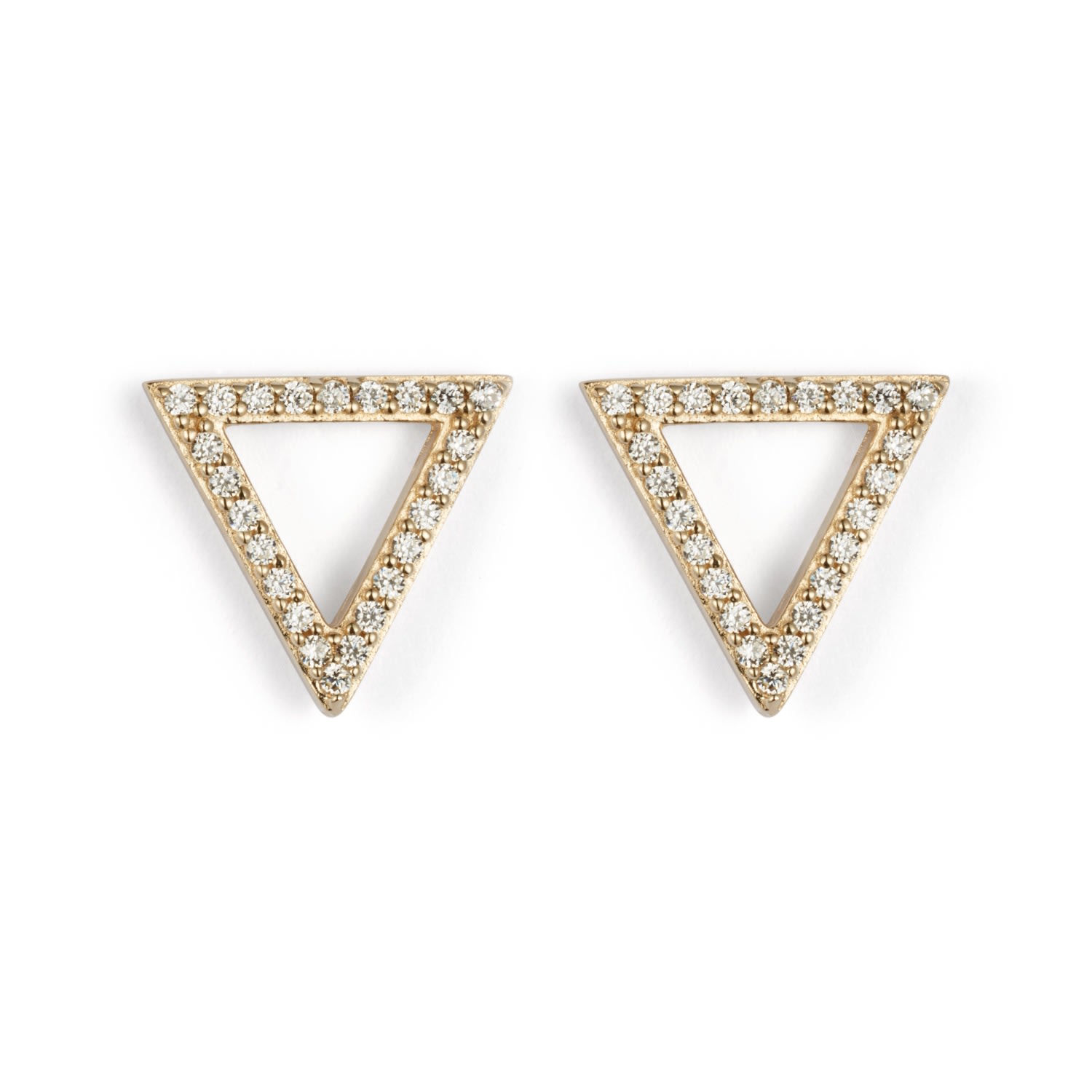 Toolally Women's Triangle Stud Earrings - Gold Vermeil & Cubic Zirconia In Gold