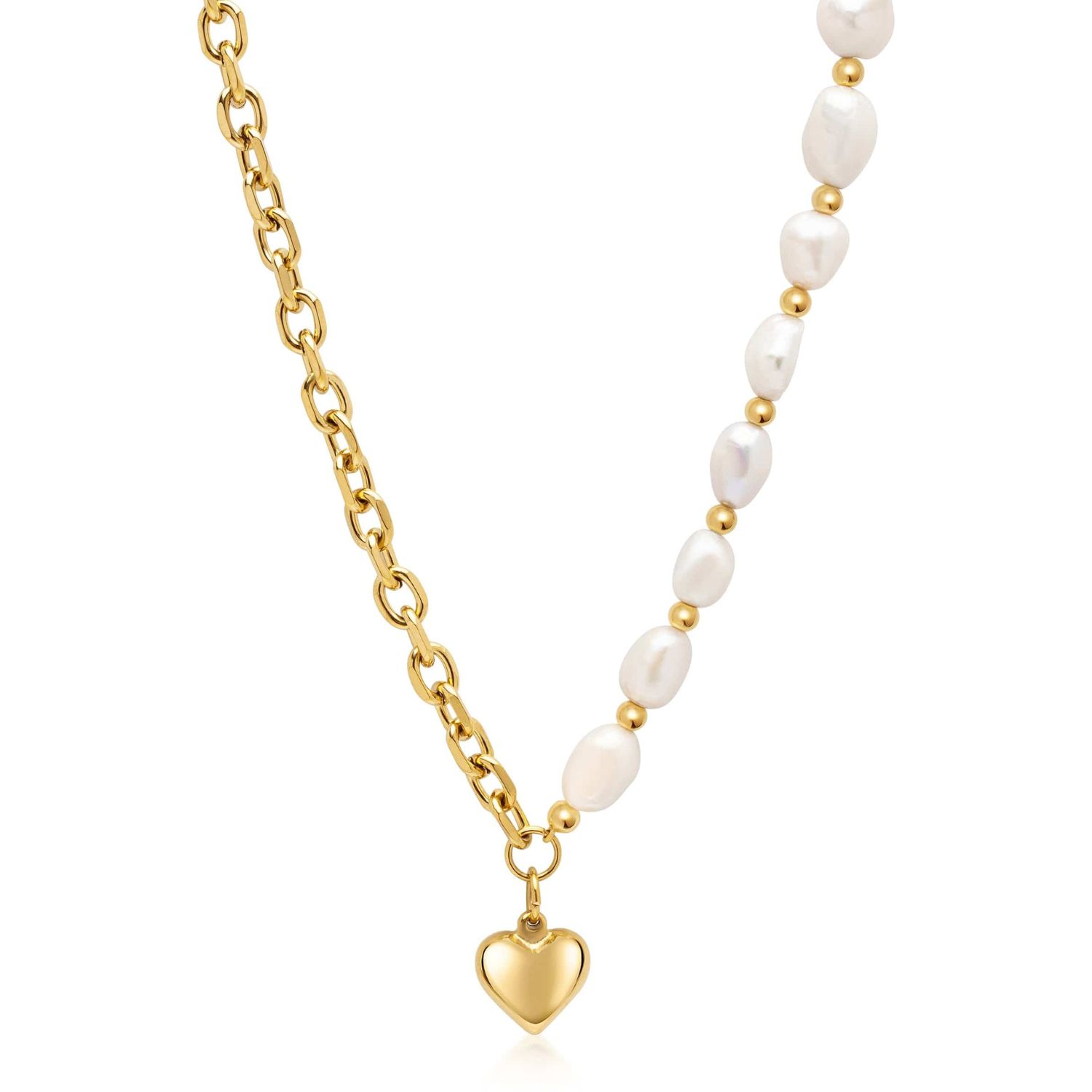 Nialaya Women's White / Gold Baroque Love Choker In Gold