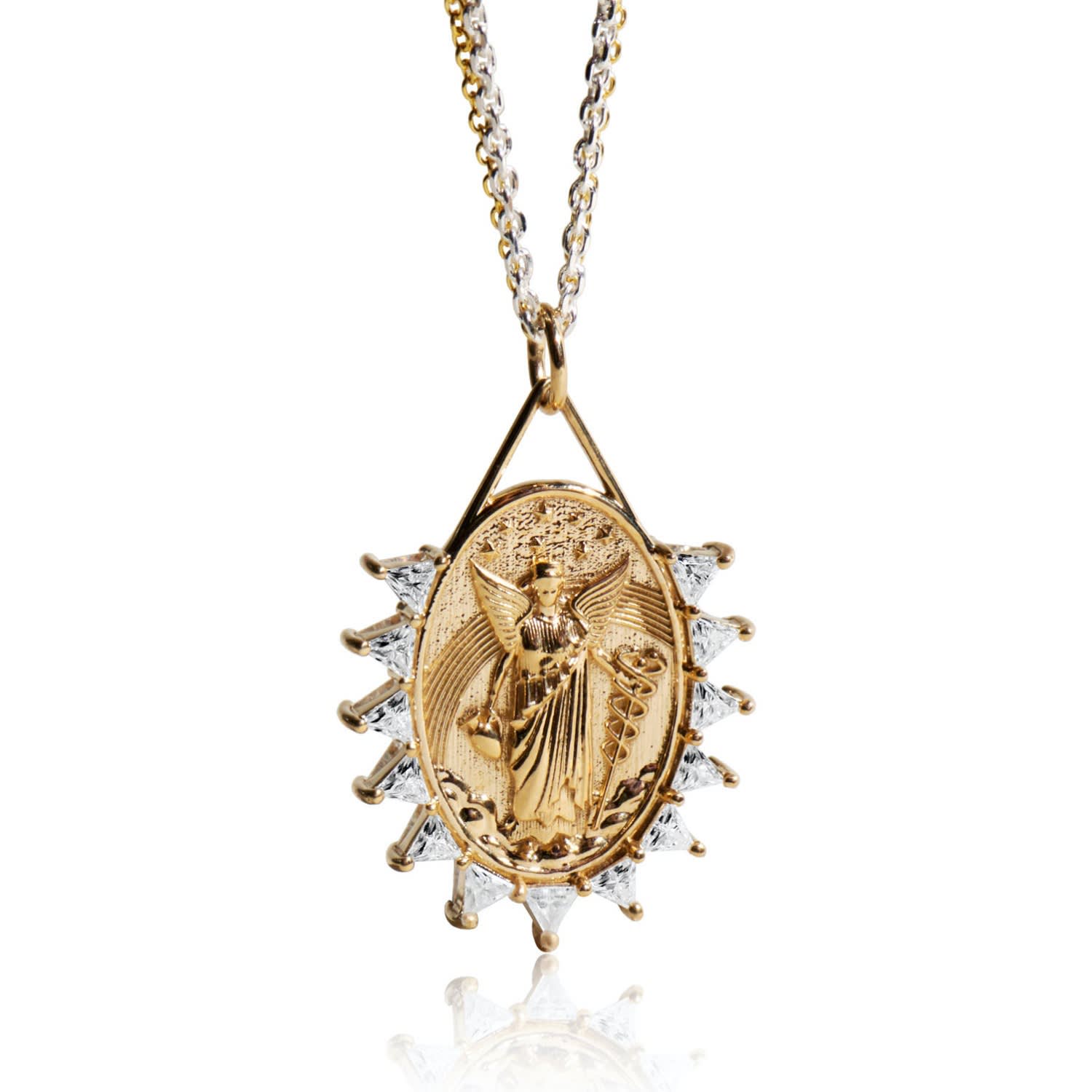 Cartography Men's Gold / White Iris The Greek Goddess Of Rainbows - Necklace In 14k Solid Gold