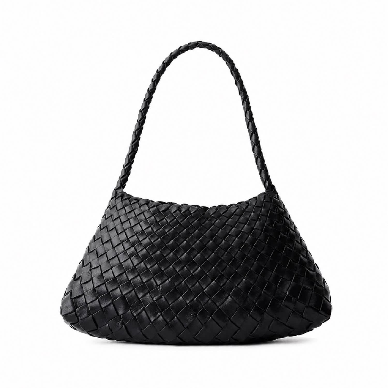 Women's Woven Vegan Leather Sling Bag 'Leontina'  - Black | Rimini