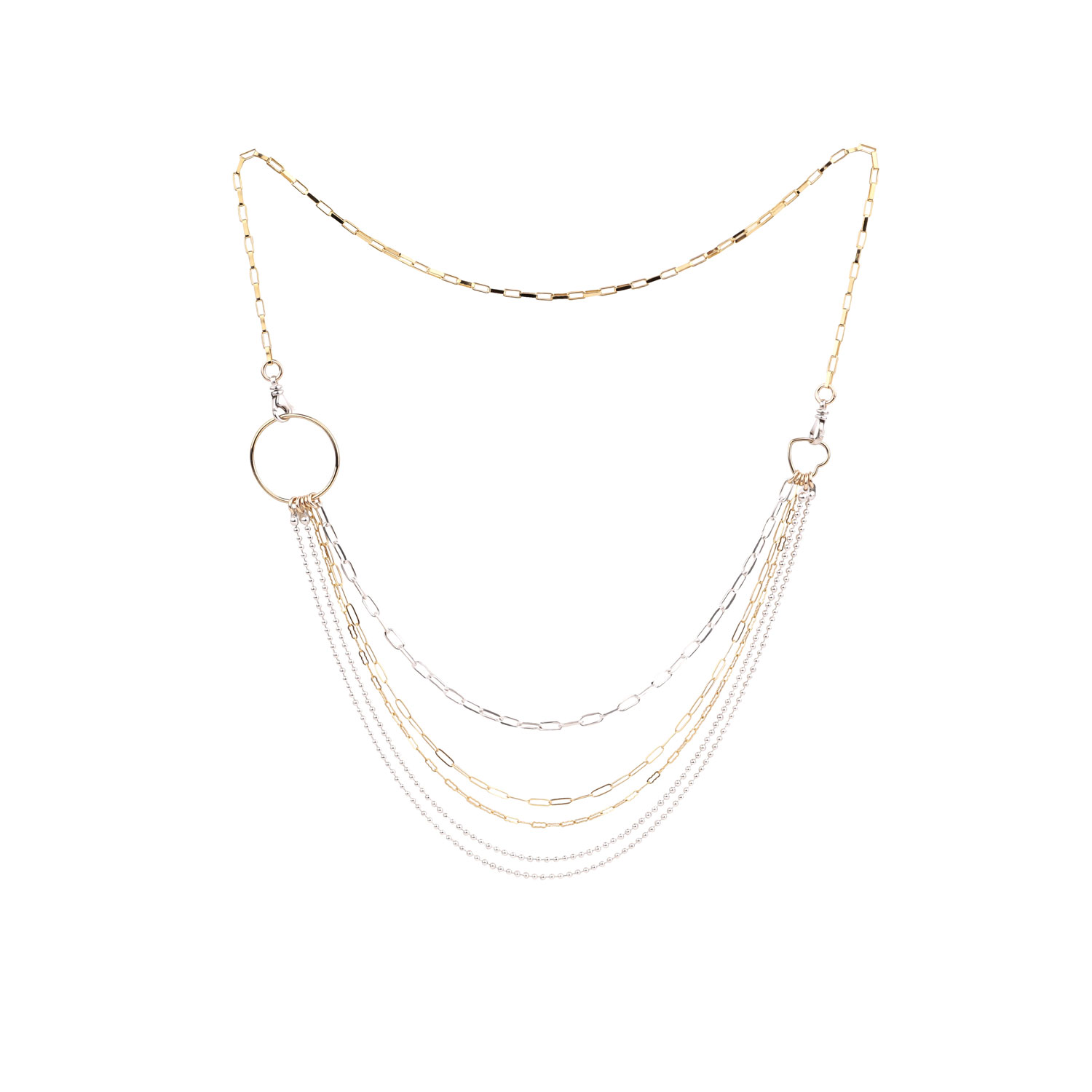 Oanasavu.creations Women's Silver / Gold Multi-layer Sterling Silver & Gold Elegant Necklace In Multi