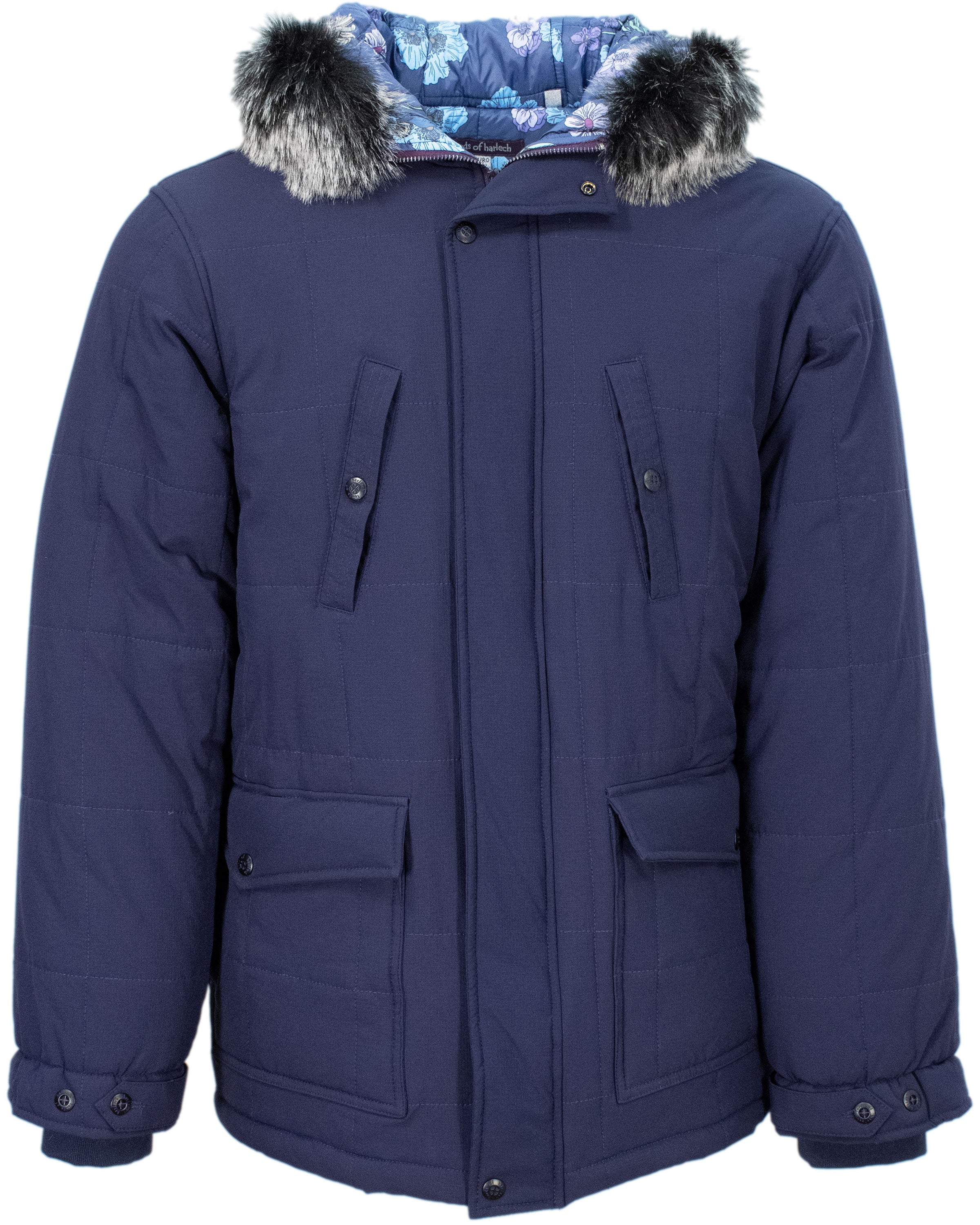 Lords Of Harlech Men's Blue Duffy Parka Jacket - Navy In Blue