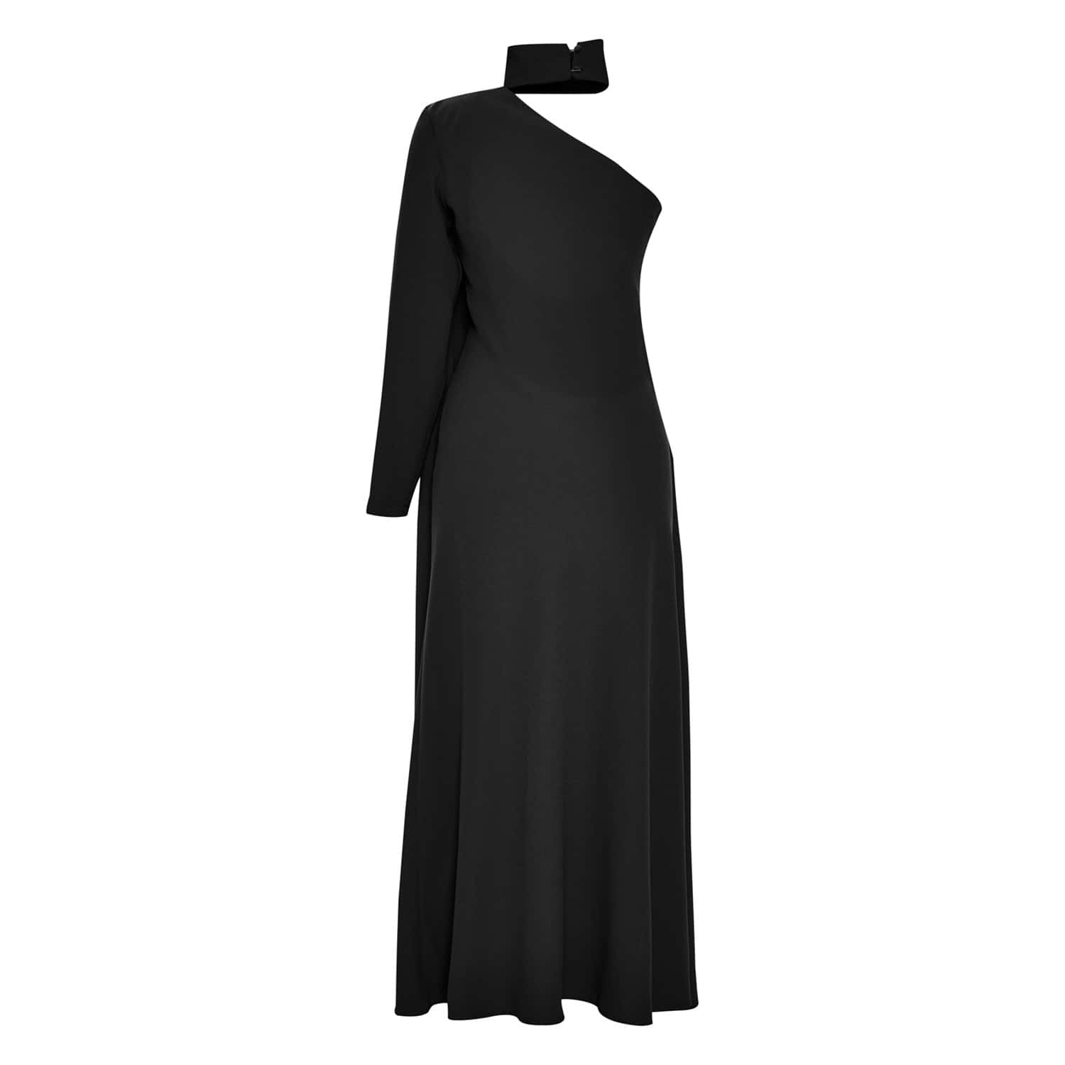 One-Shoulder Asymmetrical Maxi Dress In Black | BY FELIZIA | Wolf & Badger