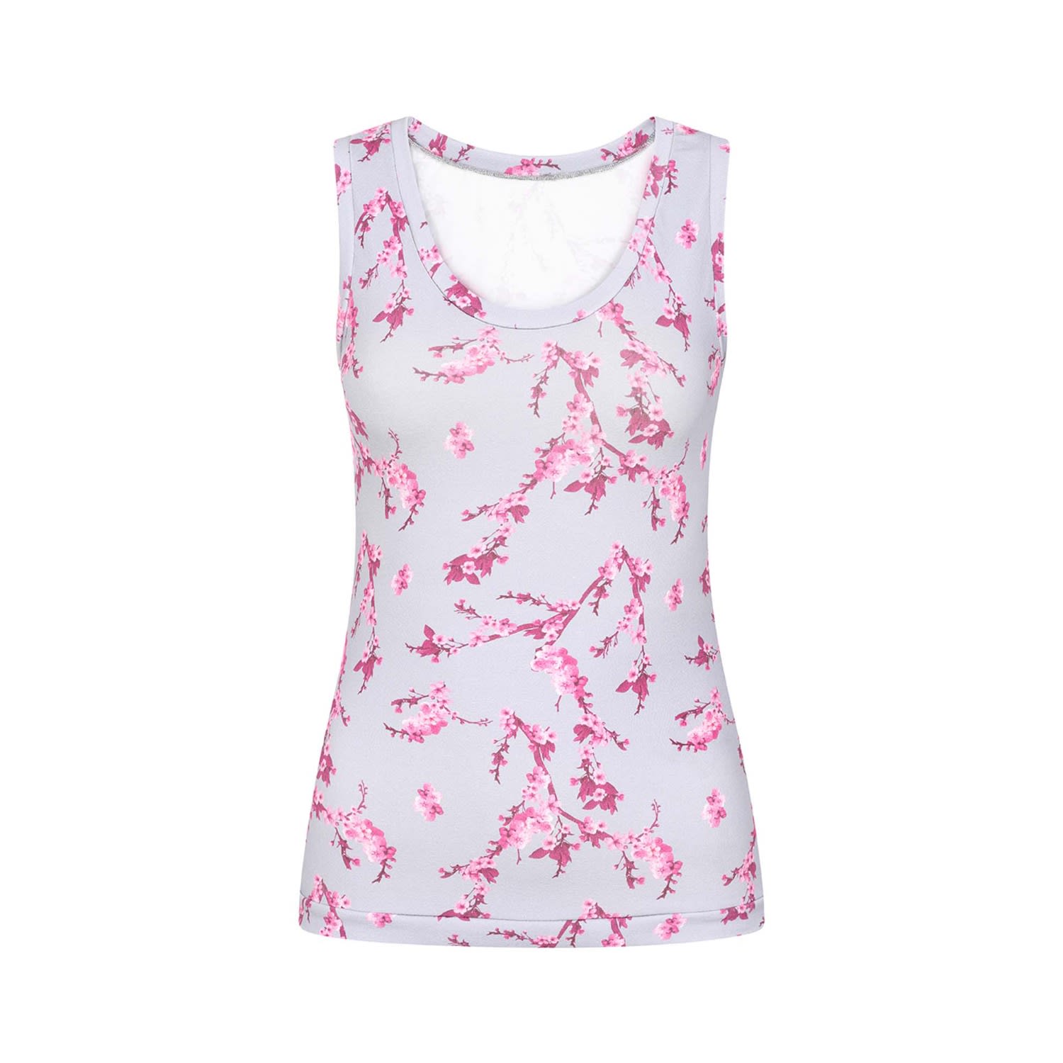 Women’s Grey & Pink Floral Vest Top Extra Large Sophie Cameron Davies