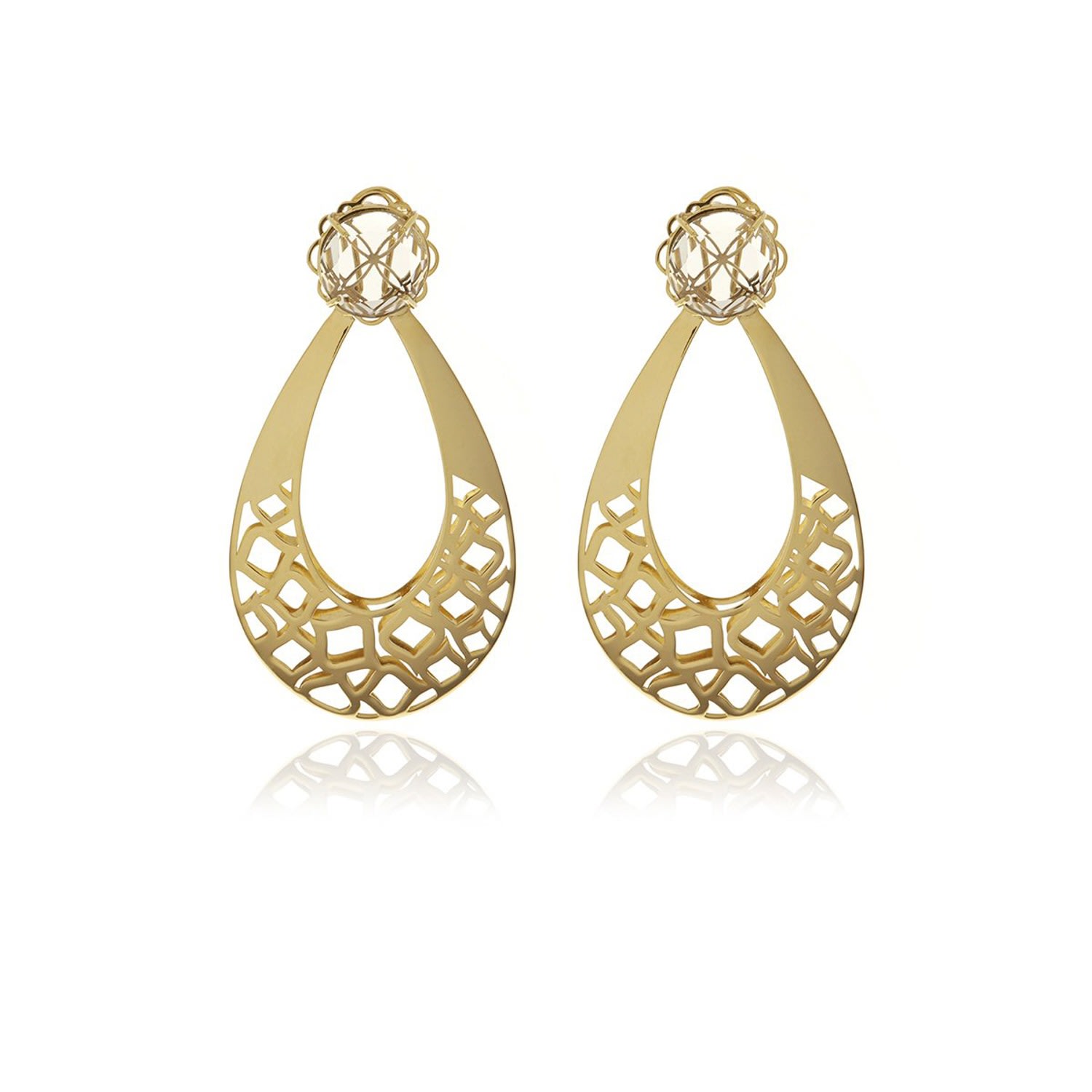 Women’s Gold Racines Drop Crystal Earrings Georgina Jewelry