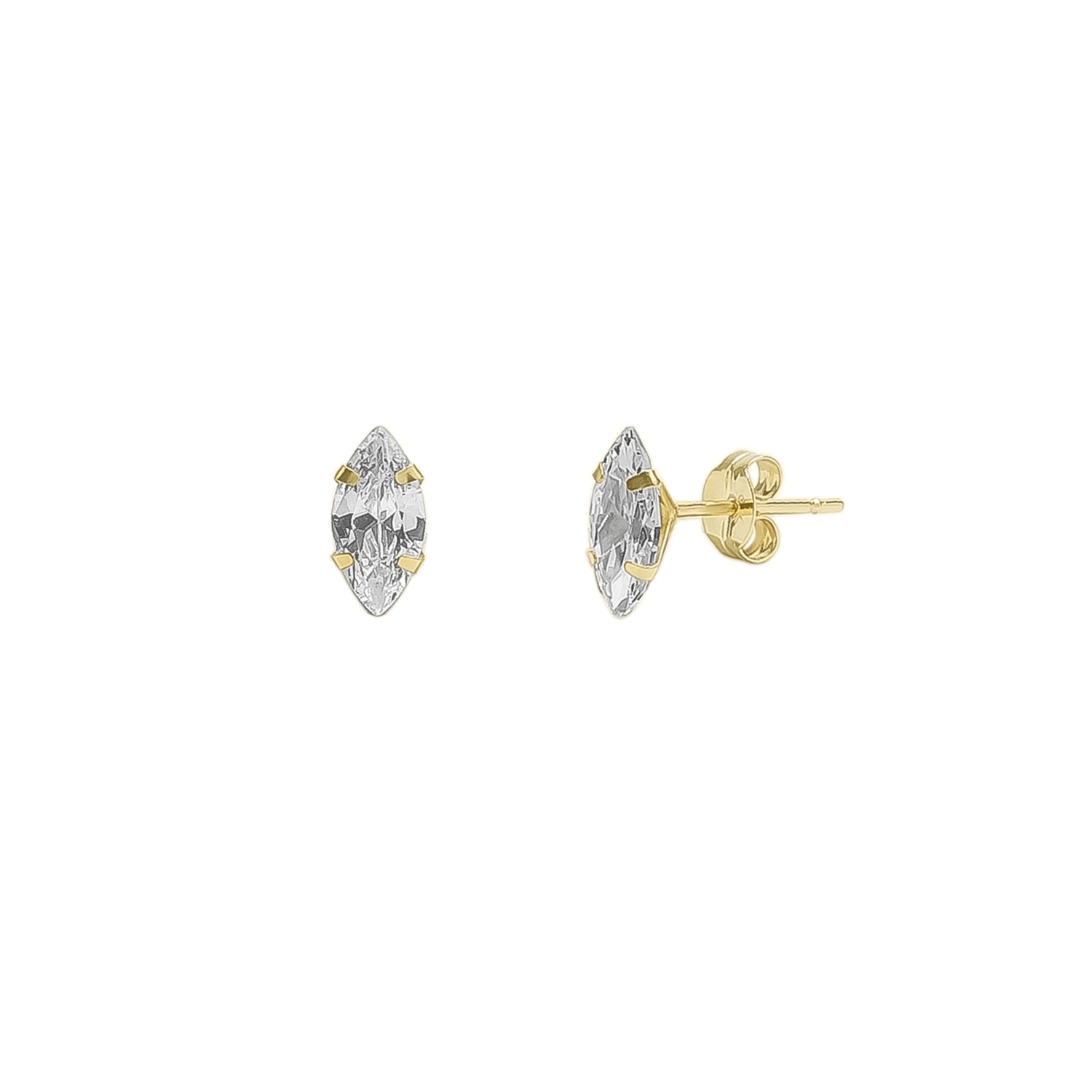 Spero London Women's 9ct Solid Gold Marquise Stud Earrings In Gold
