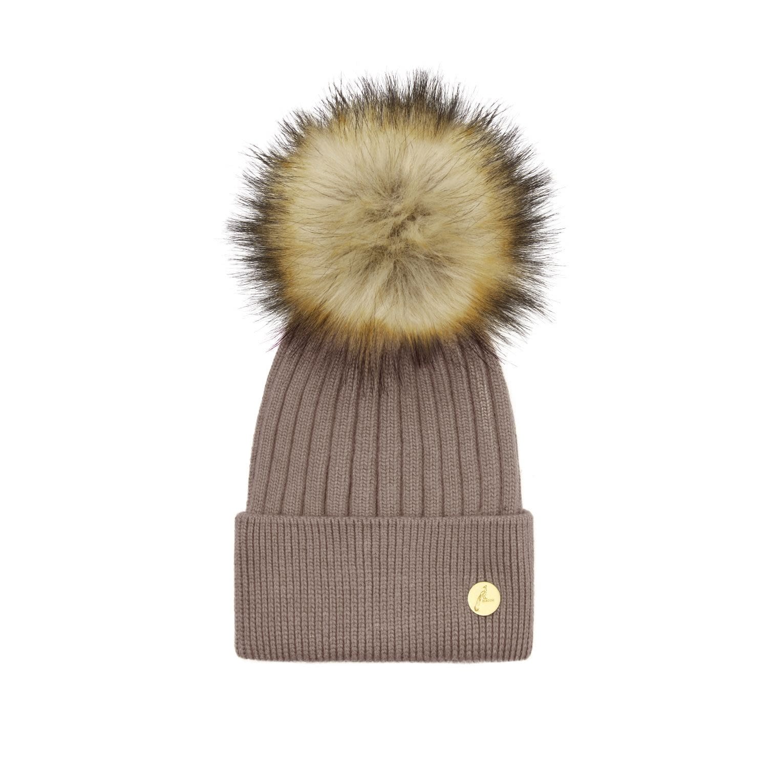 Hortons England Women's Neutrals Arundel Cashmere Pom Pom Hat - Fawn In Yellow