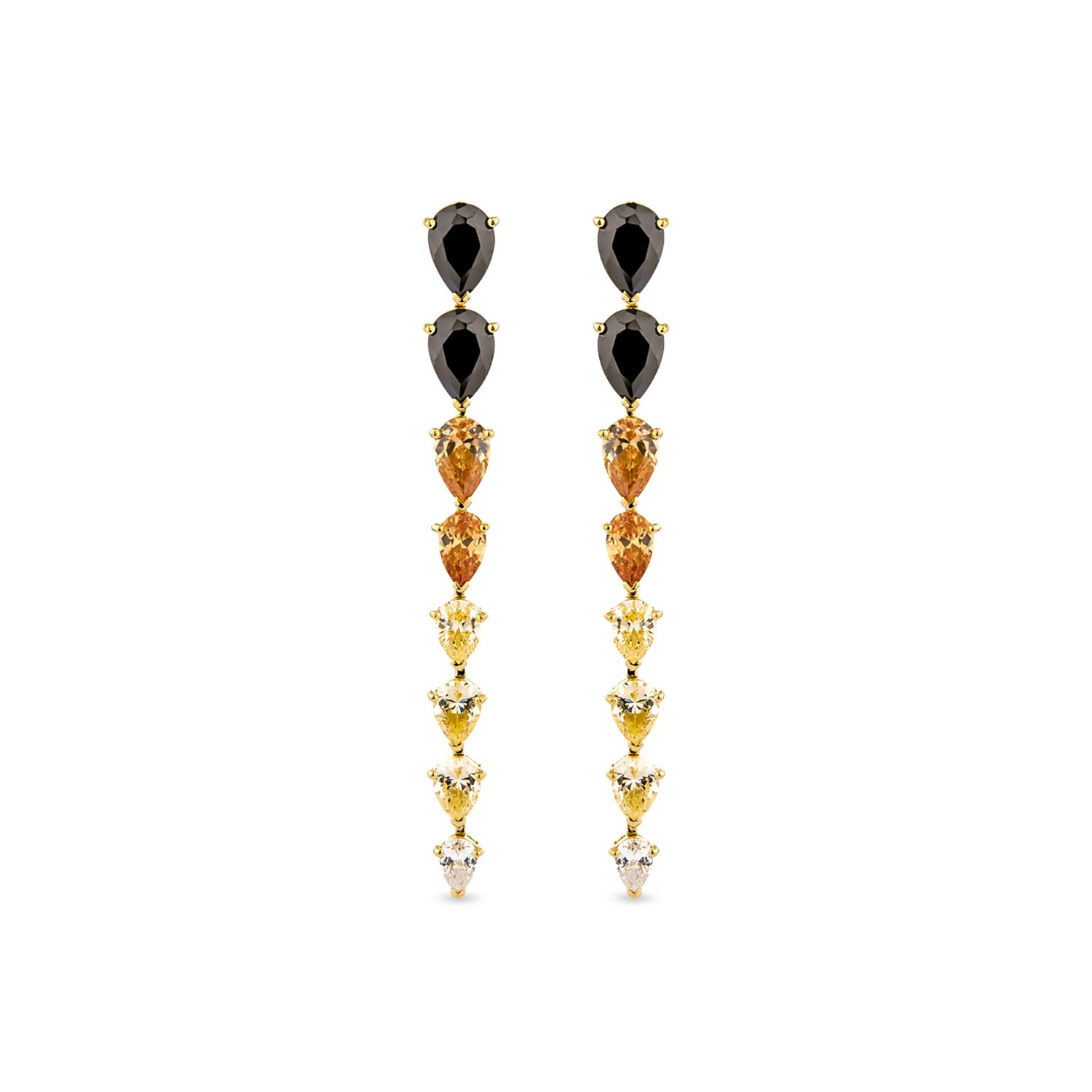 Sally Skoufis Women's Gold / Black / White Pure Drop Earrings With Man Made Mix Cz Diamond Stimulant In Sterling S In Multi