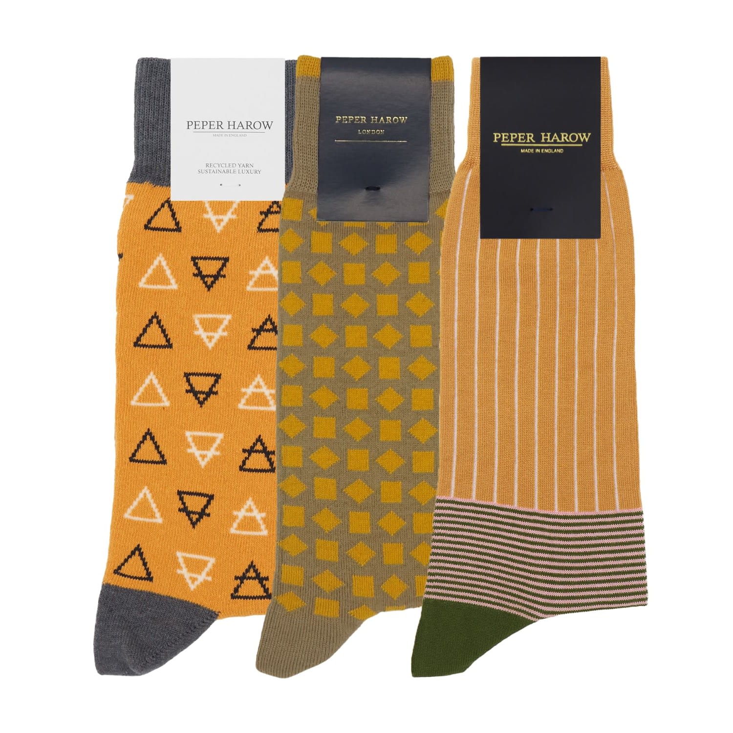 Peper Harow - Made In England Men's Yellow / Orange Men's Socks Bundle - Mustard In Yellow/orange