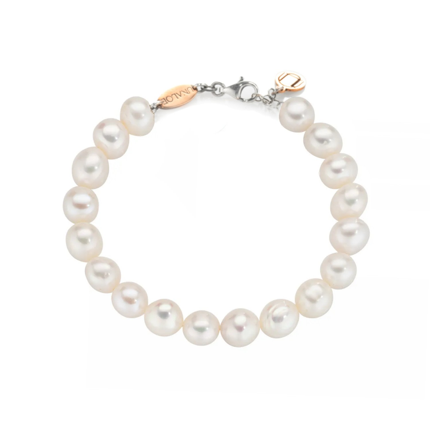 Unaloe Women's Bracelet White Pearls And Silver Beads