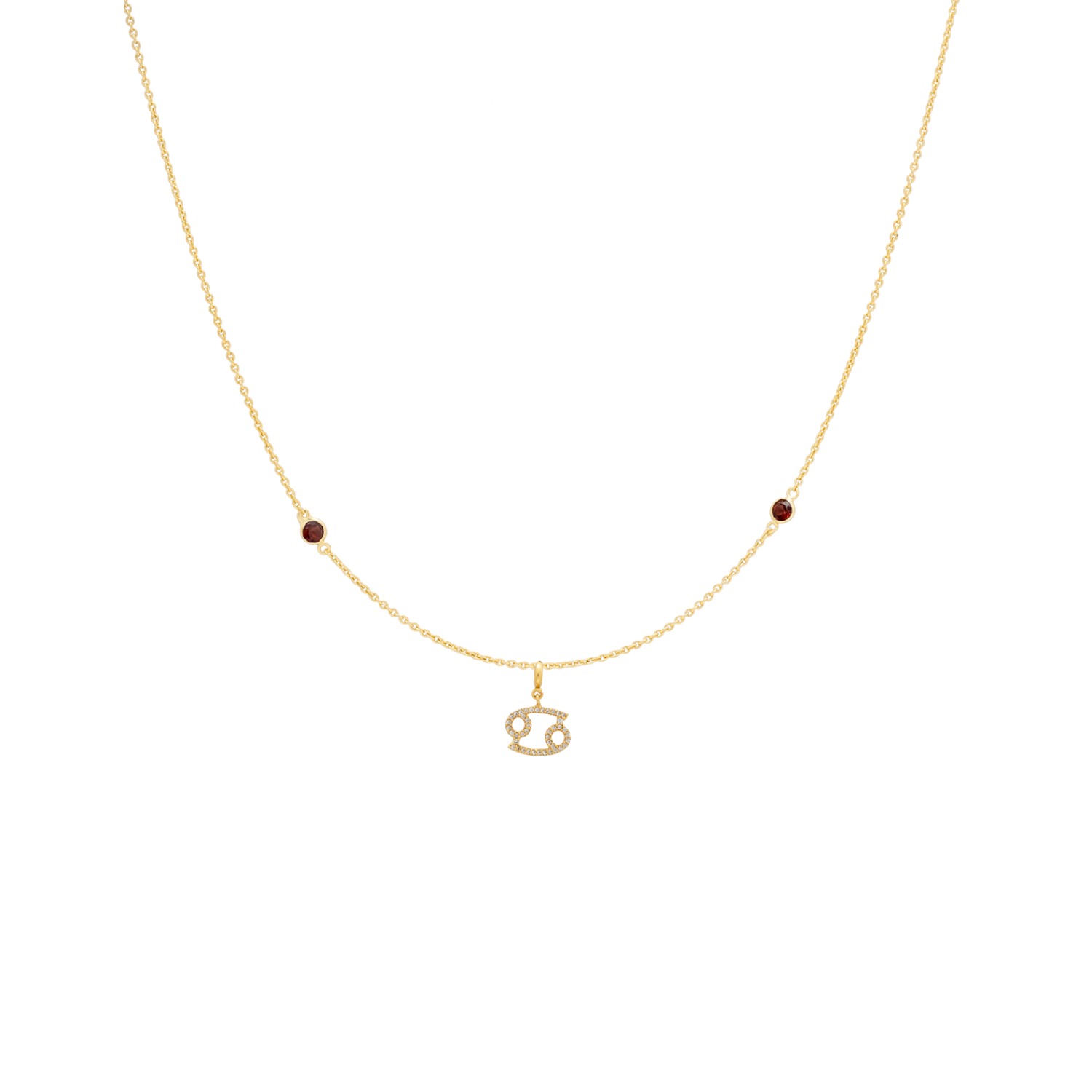 Women's Gold / Red Zodiac Horoscope Sign Cancer Symbol Necklace Gold | Lavani Jewels