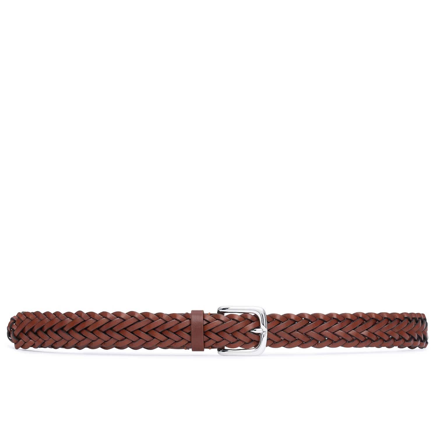 Buy Cognac Brown Braided Belt For Men