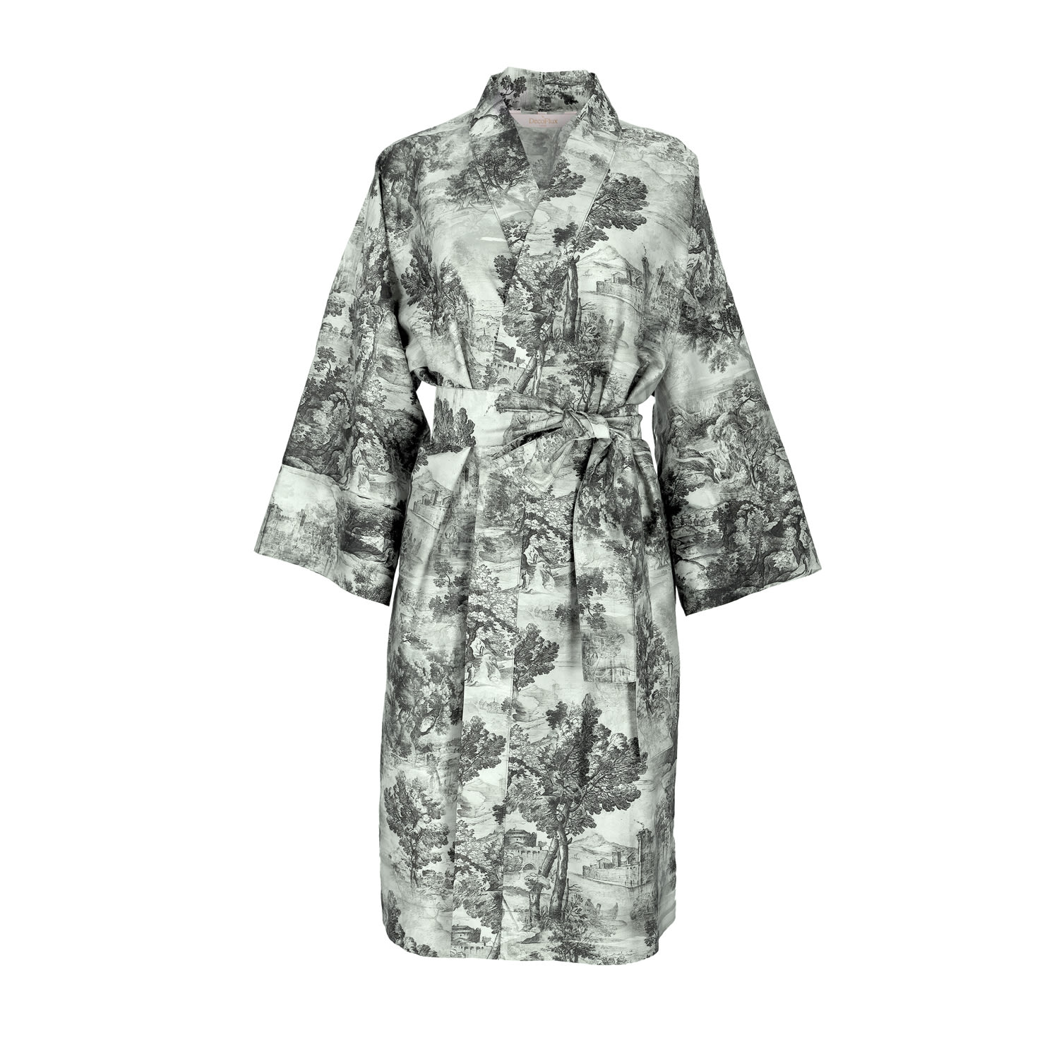 Decoflux Home Women's Cotton Kimono Lover's Tale Green & Matching Cotton Bag In Green