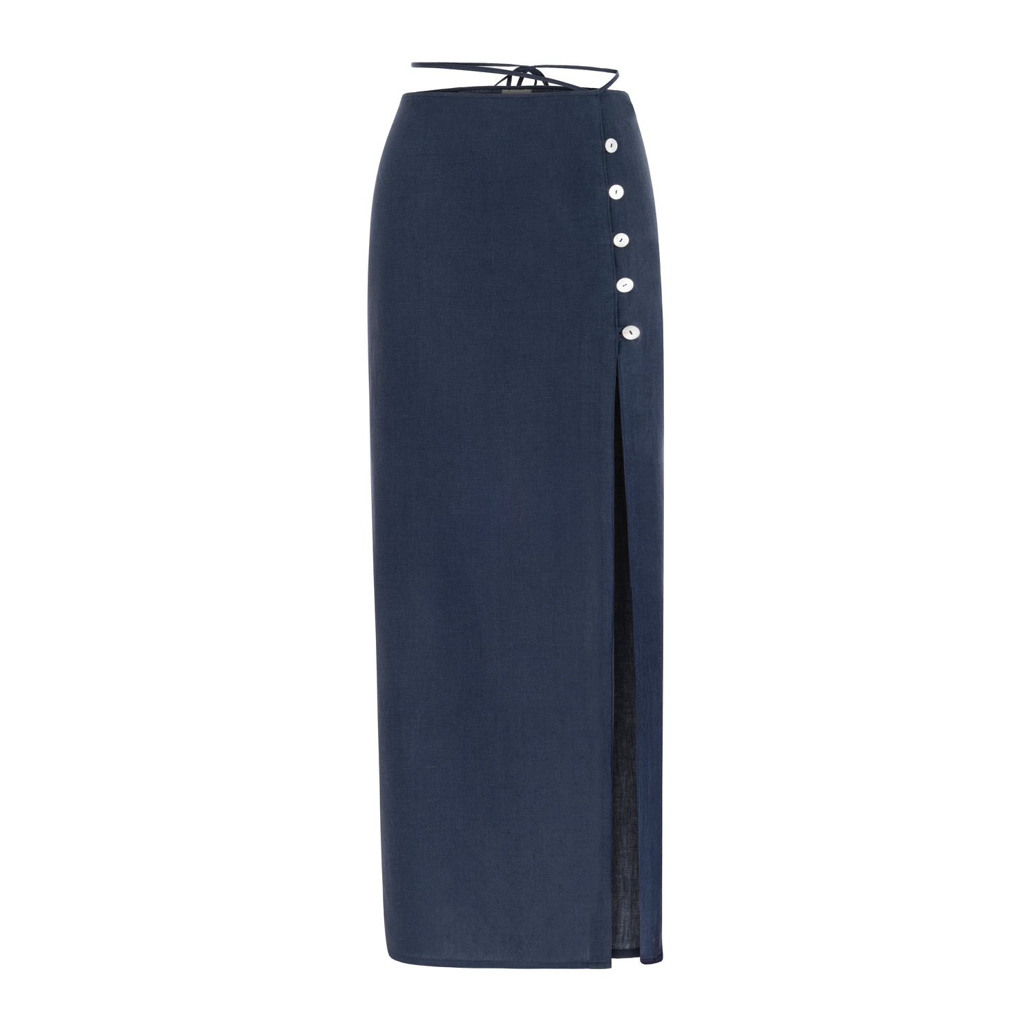 Dor Raw Luxury Women's Blue Wheel Of Fortune Linen Skirt - Navy In Blue
