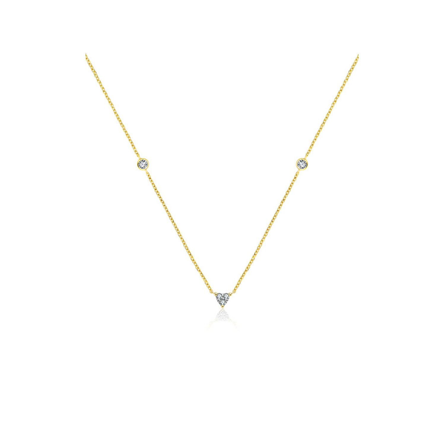 Genevieve Collection Women's 18k Yellow Gold Trianlgle Shape Diamond Necklace / Choker In Yellow