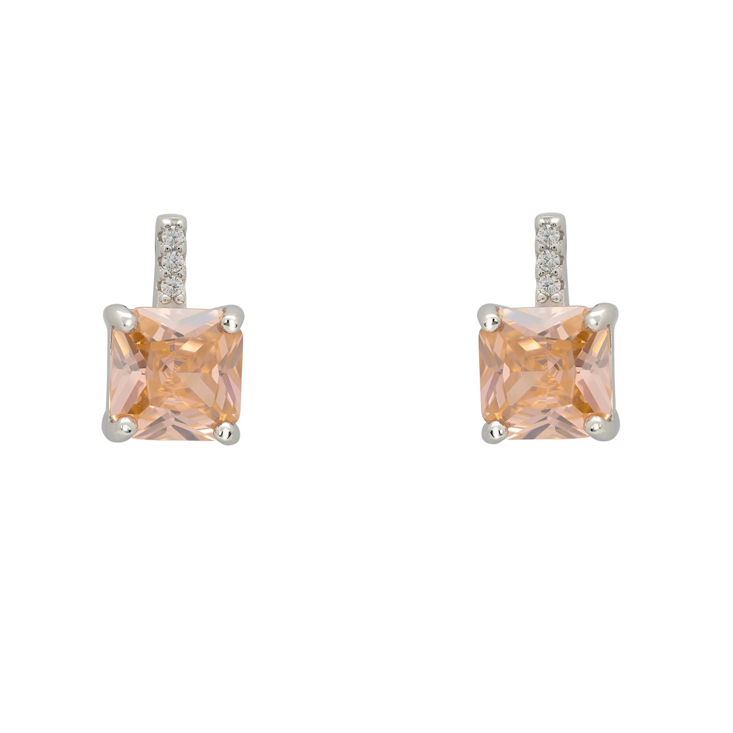 Women’s Silver / White / Yellow Aria Crystal Stud Earrings Peach Silver Latelita