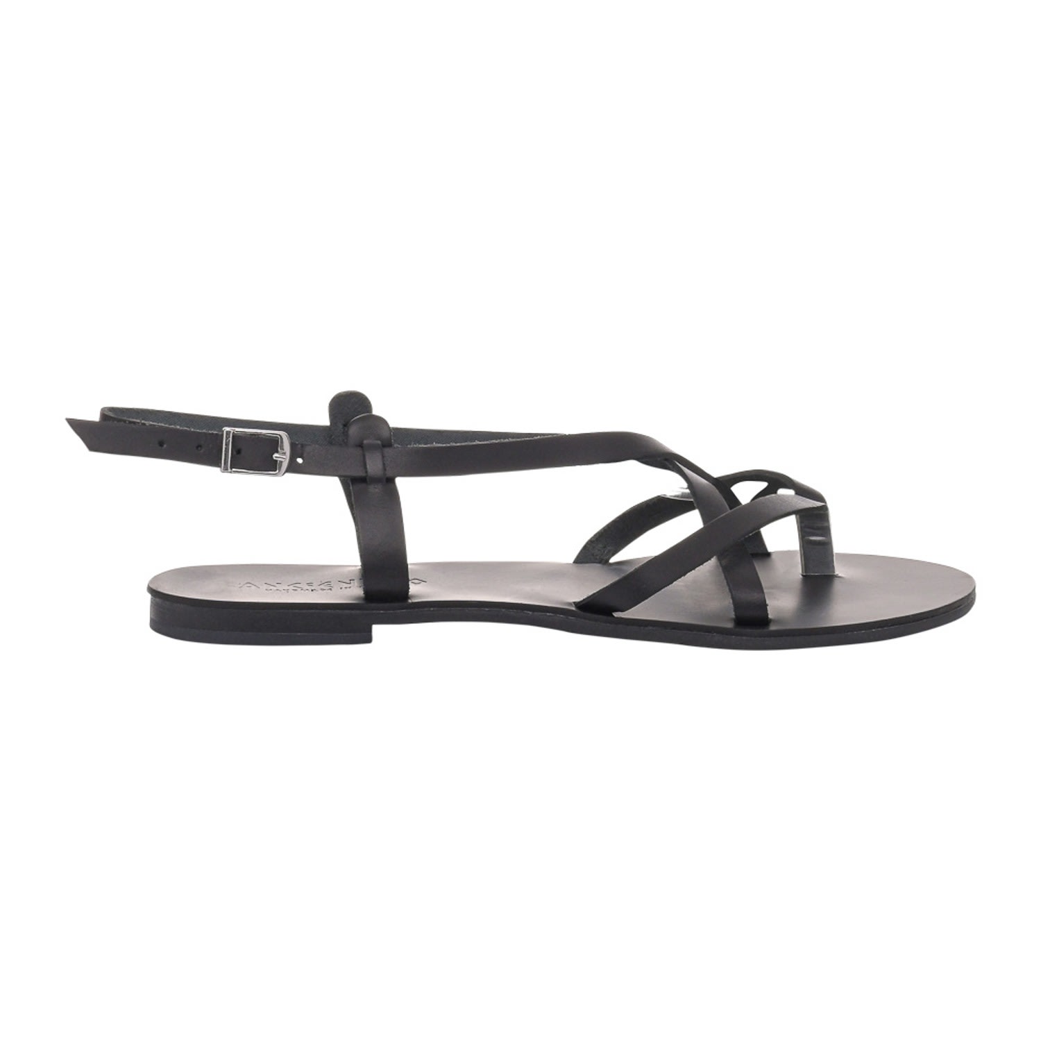 Ancientoo Women's Comfortable Leather Sandals Calliope Black In White