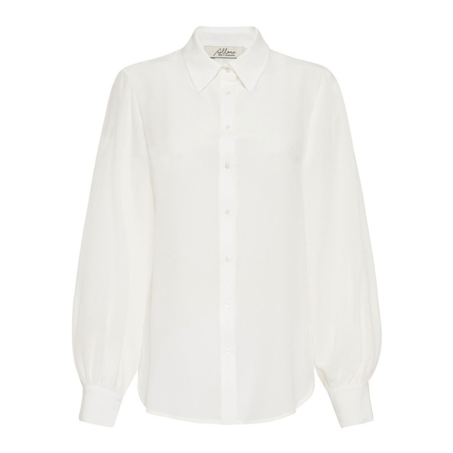 Allora Women's Manhattan 100% Silk Shirt - White In White