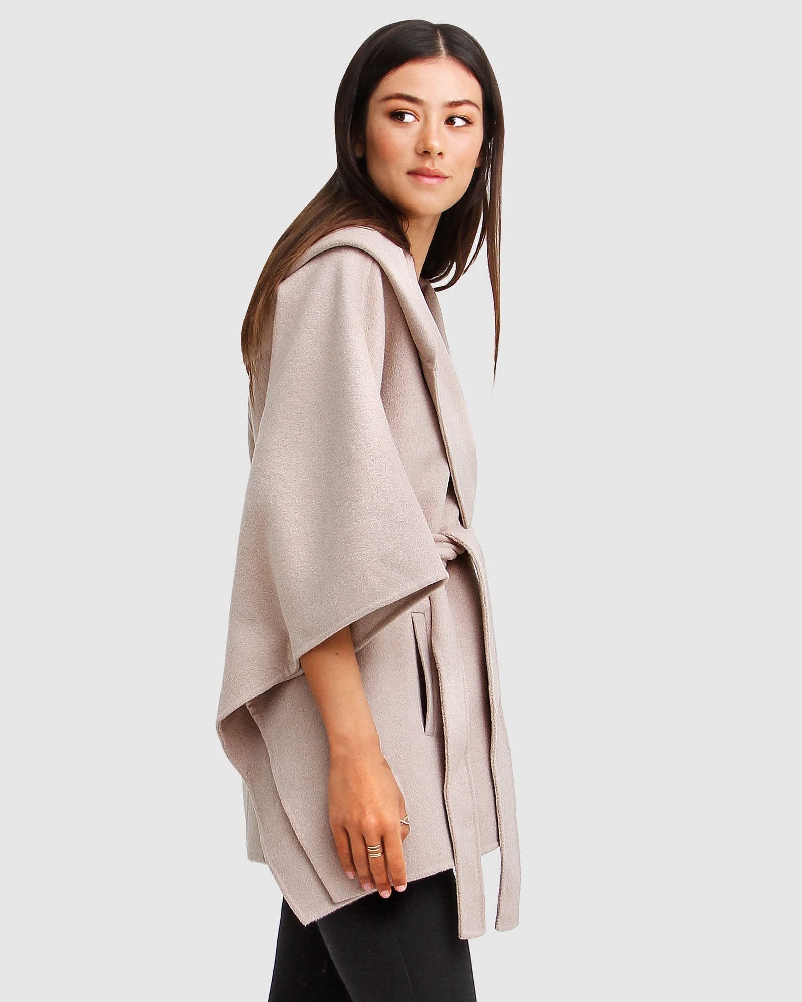 Jackson Landing Wool Blend Cape Coat - Sand | Belle & Bloom | Wolf