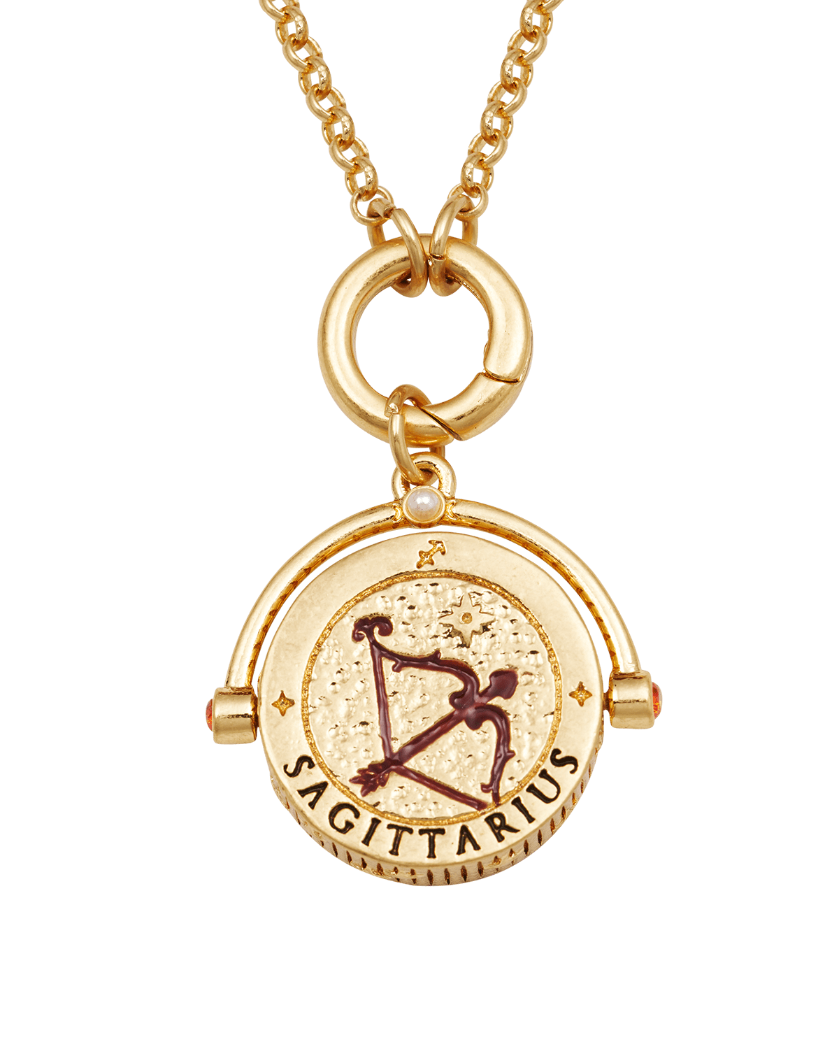 Fable England Women's Sagittarius Zodiac Spinner Necklace In Gold