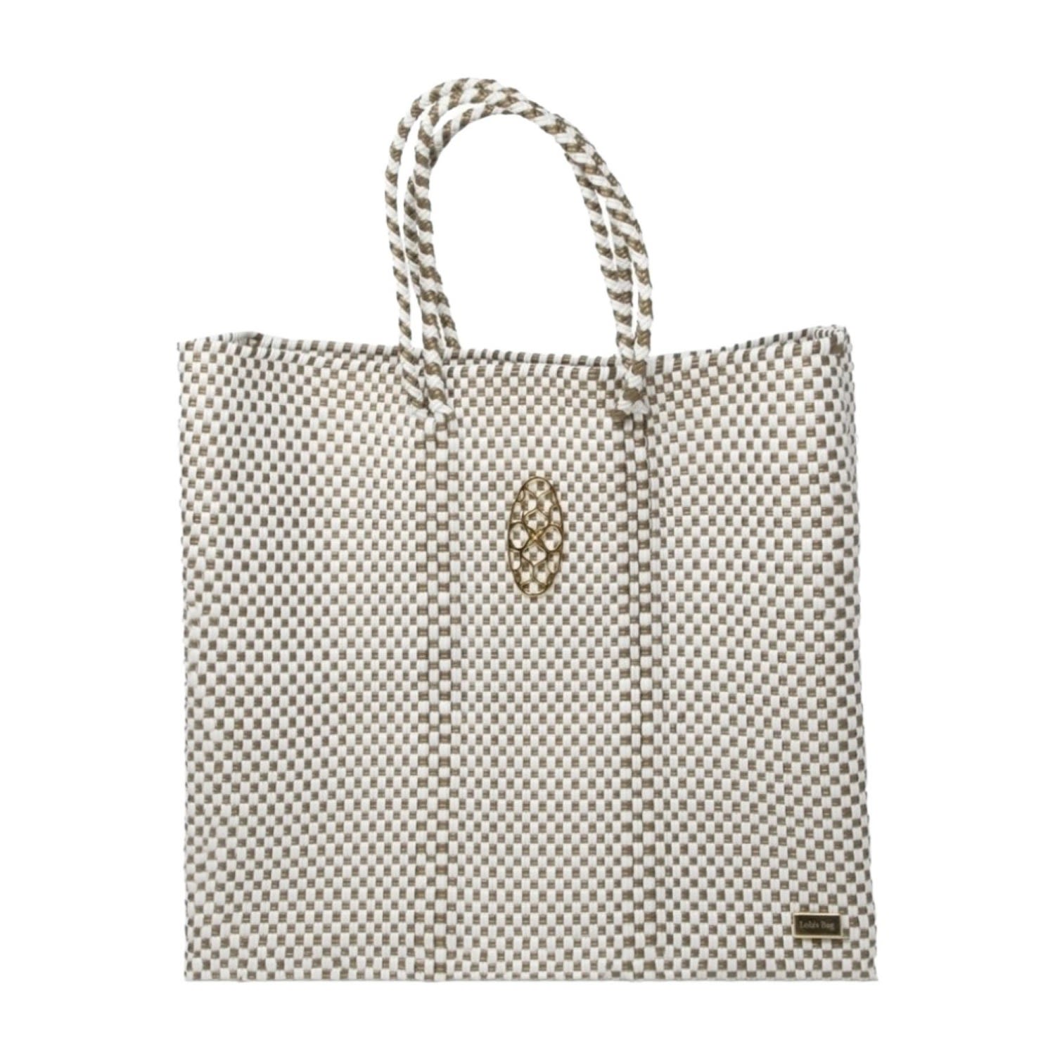 Women’s Gold / White Medium White Gold Tote Bag Lolas Bag