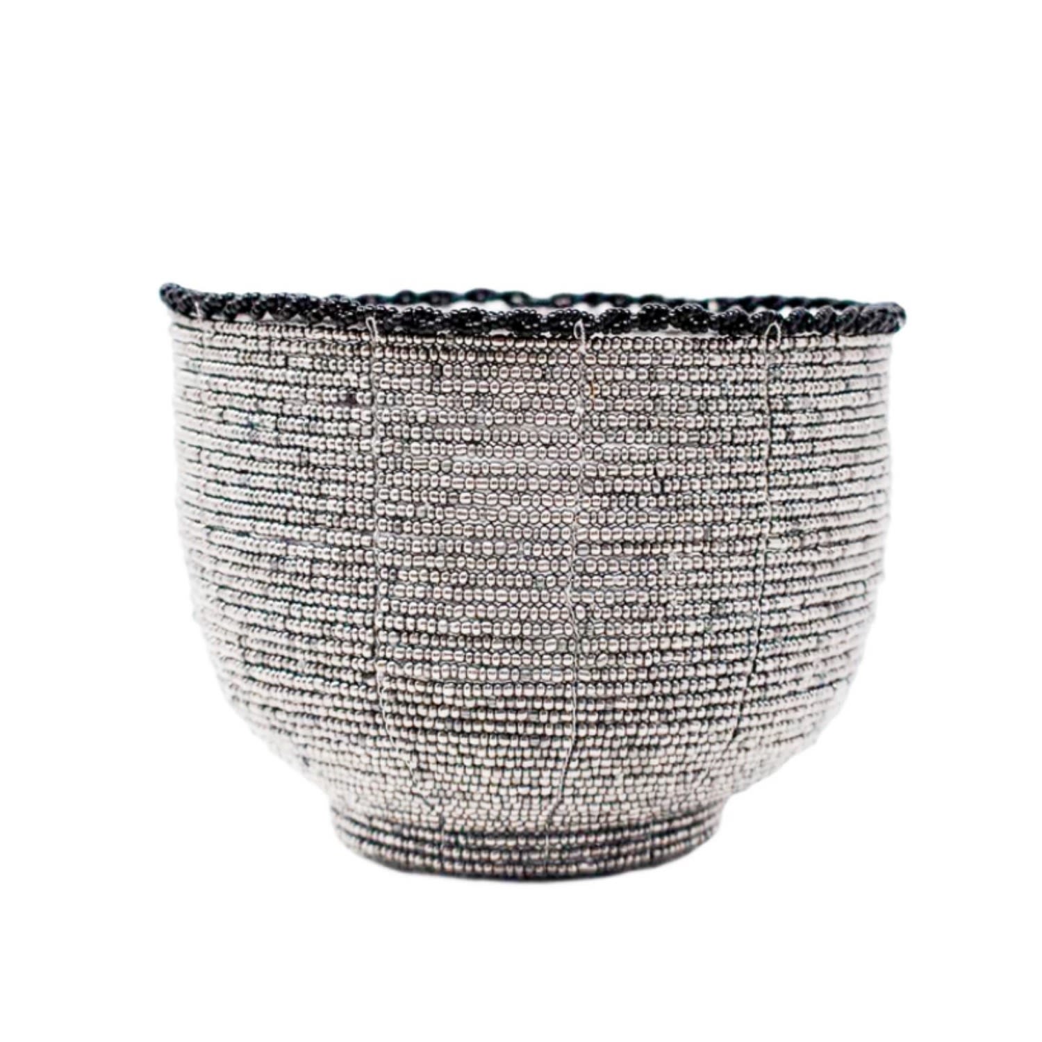 Poppy + Sage Beaded Bali Bowl - Silver In Gray