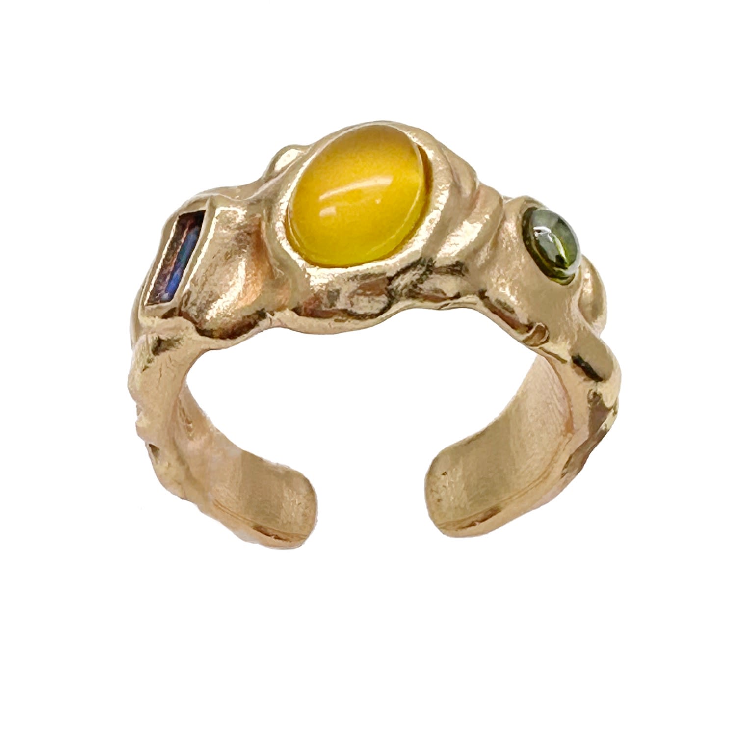 Ms. Donna Women's Gold Plated Sterling Silver With Yellow Zircon Setting Open Ring In Gold
