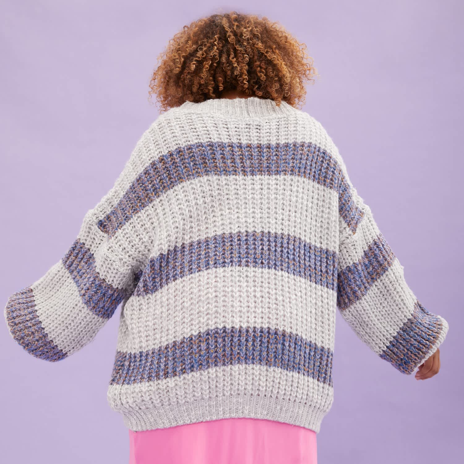 Olivia Stripe Button Oversized Cardigan - Grey | Cara & The Sky