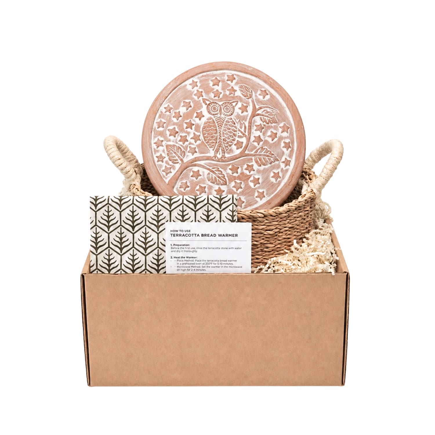Bread Warmer & Basket Gift Set With Dark Brown Tea Towel - Owl Round | Korissa