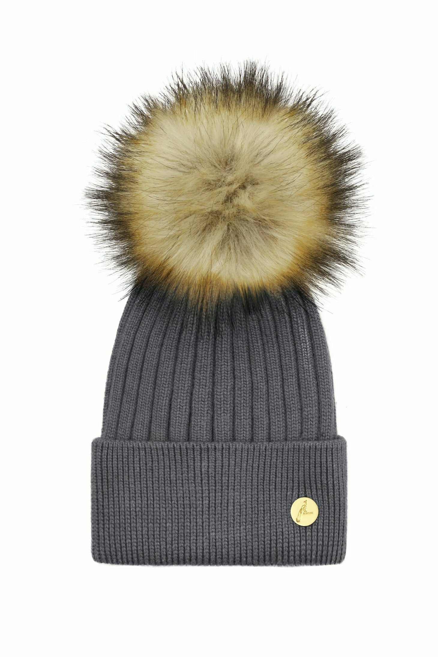 Hortons England Women's Grey Arundel Cashmere Pom Pom Hat Charcoal In Grey