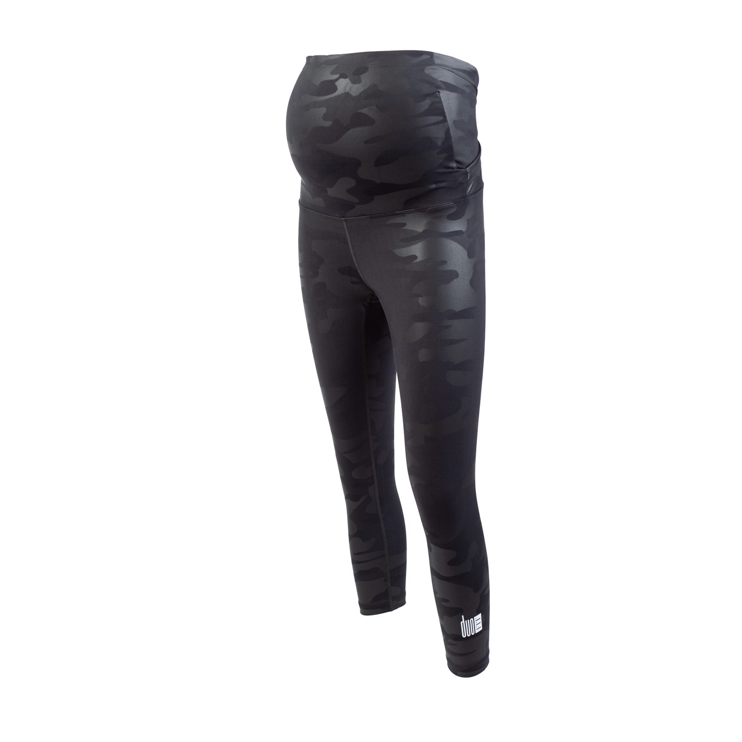 Duofit Maternity Activewear Black Camo Betty Crop Leggings