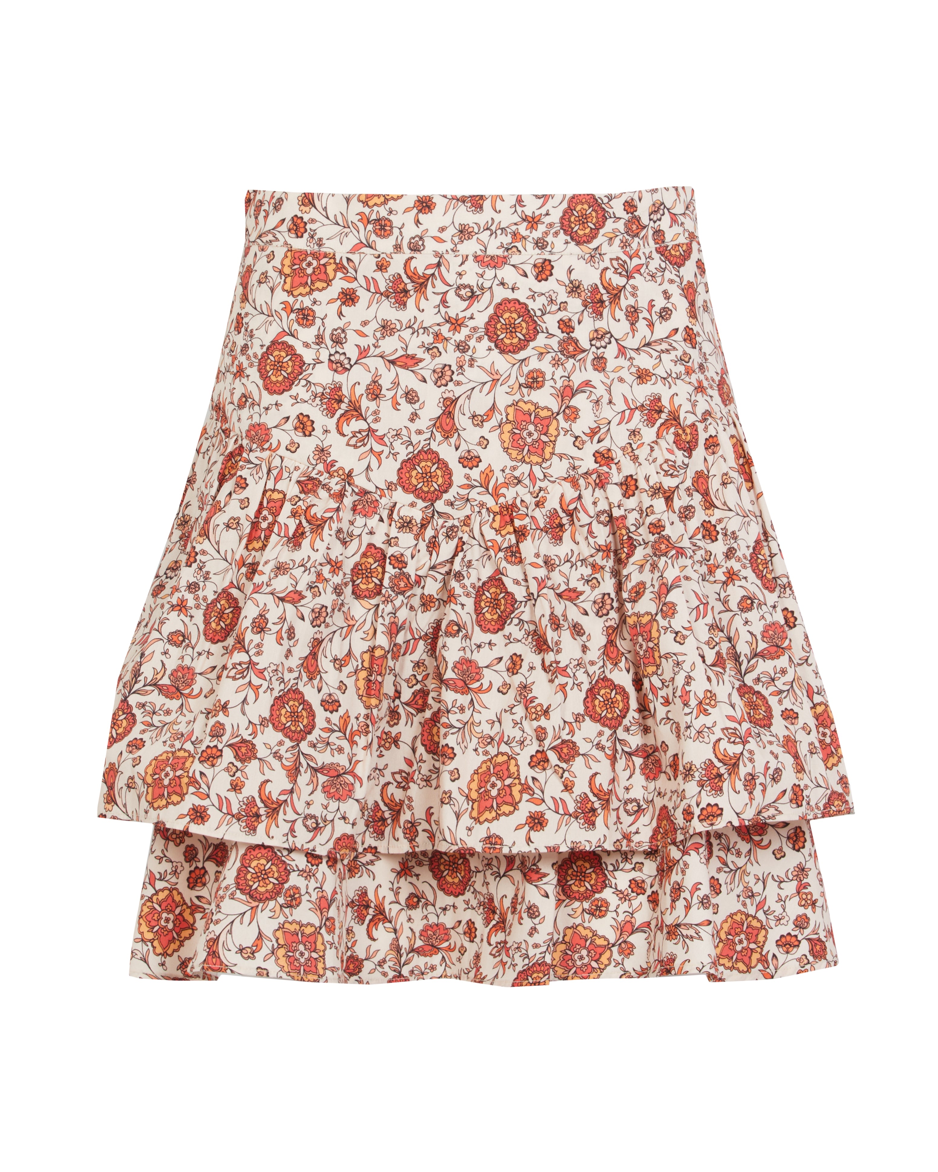 Women’s Neutrals The Lulu Tiered Cotton Mini Skirt In Wild Floral Medium Lavaand