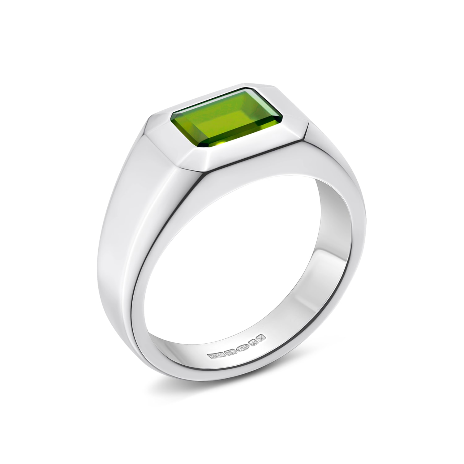 Rahul Patel Collection Men's Silver / Green Linea Signet Ring With Peridot In Multi