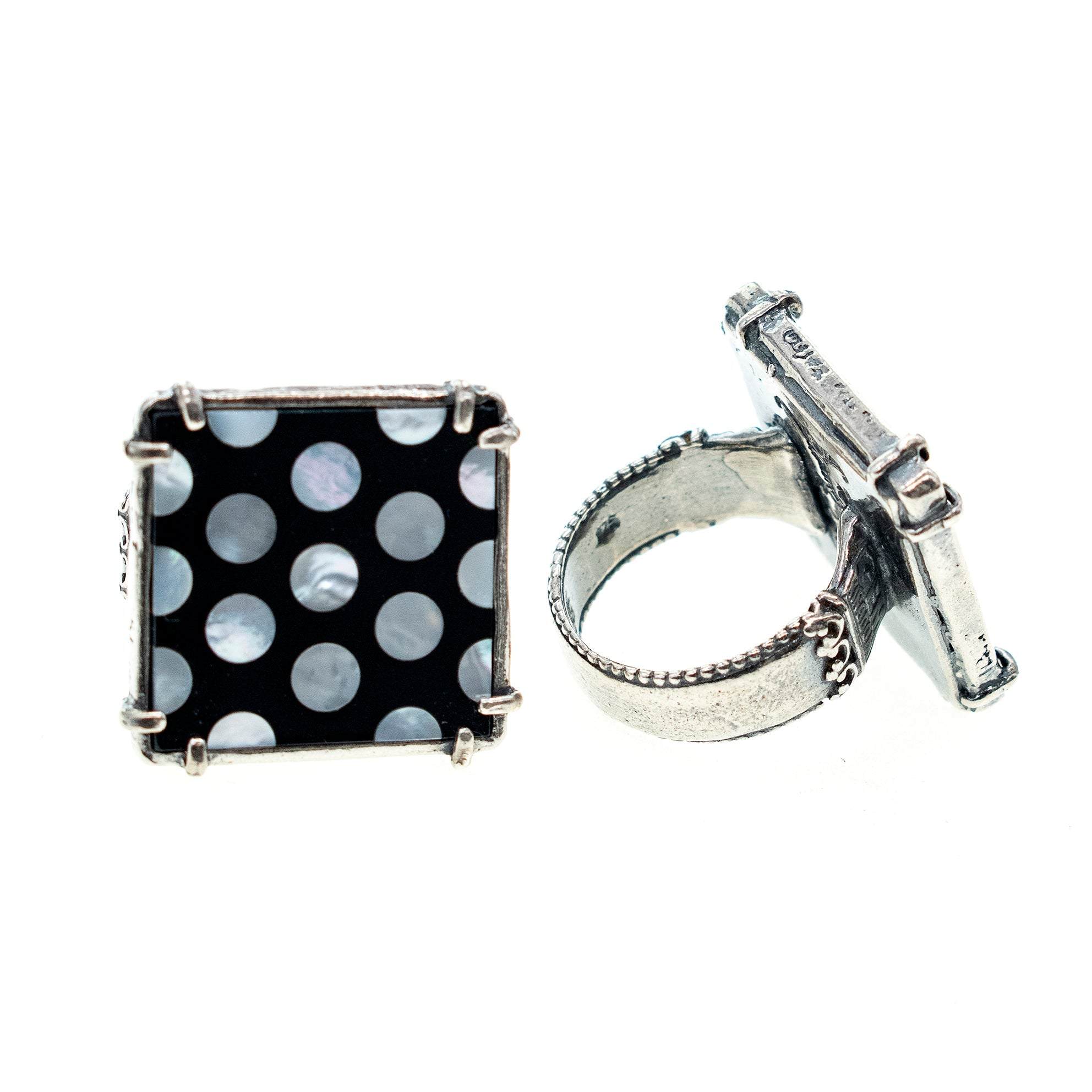 Women's Black / White Black And White Polka Dot Ring | Gem Kingdom