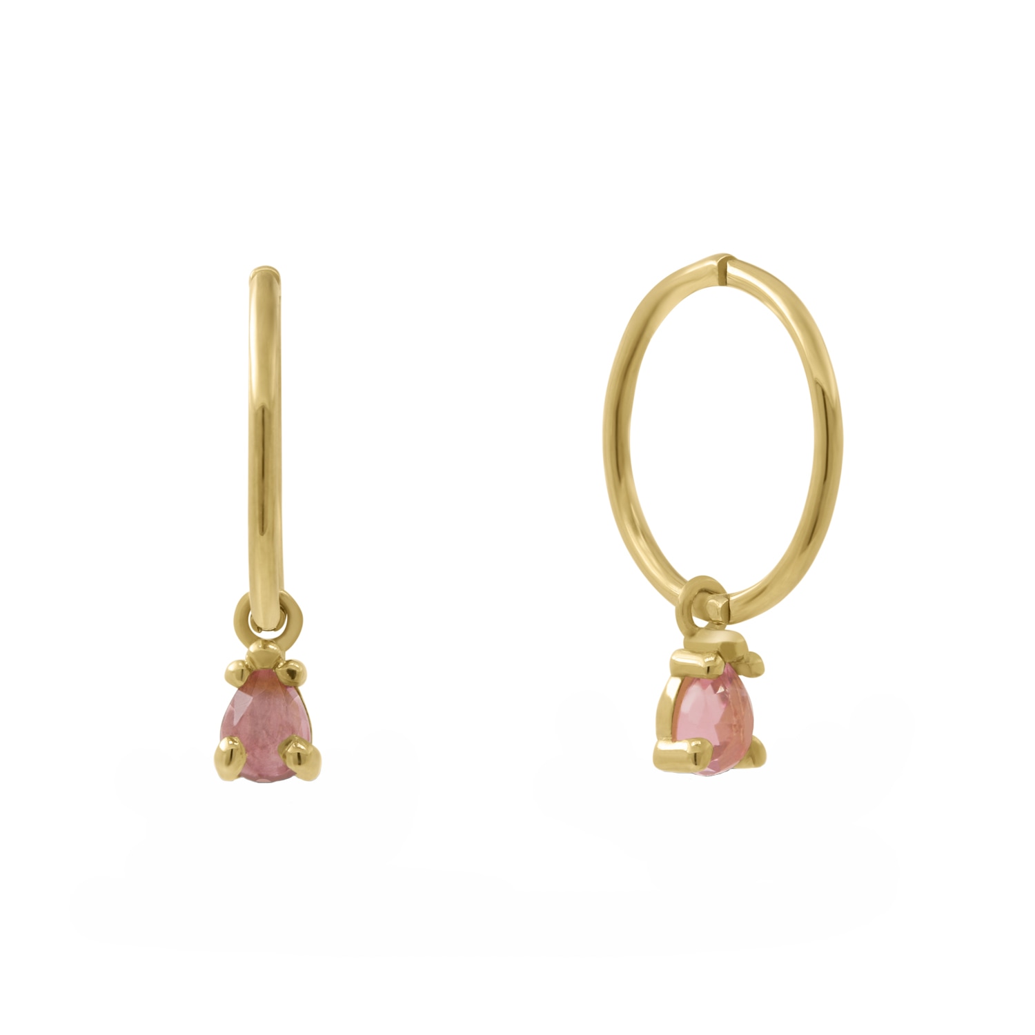 Lee Renee Women's Pink Tourmaline Clicker Hoop Earrings - Gold In Gold